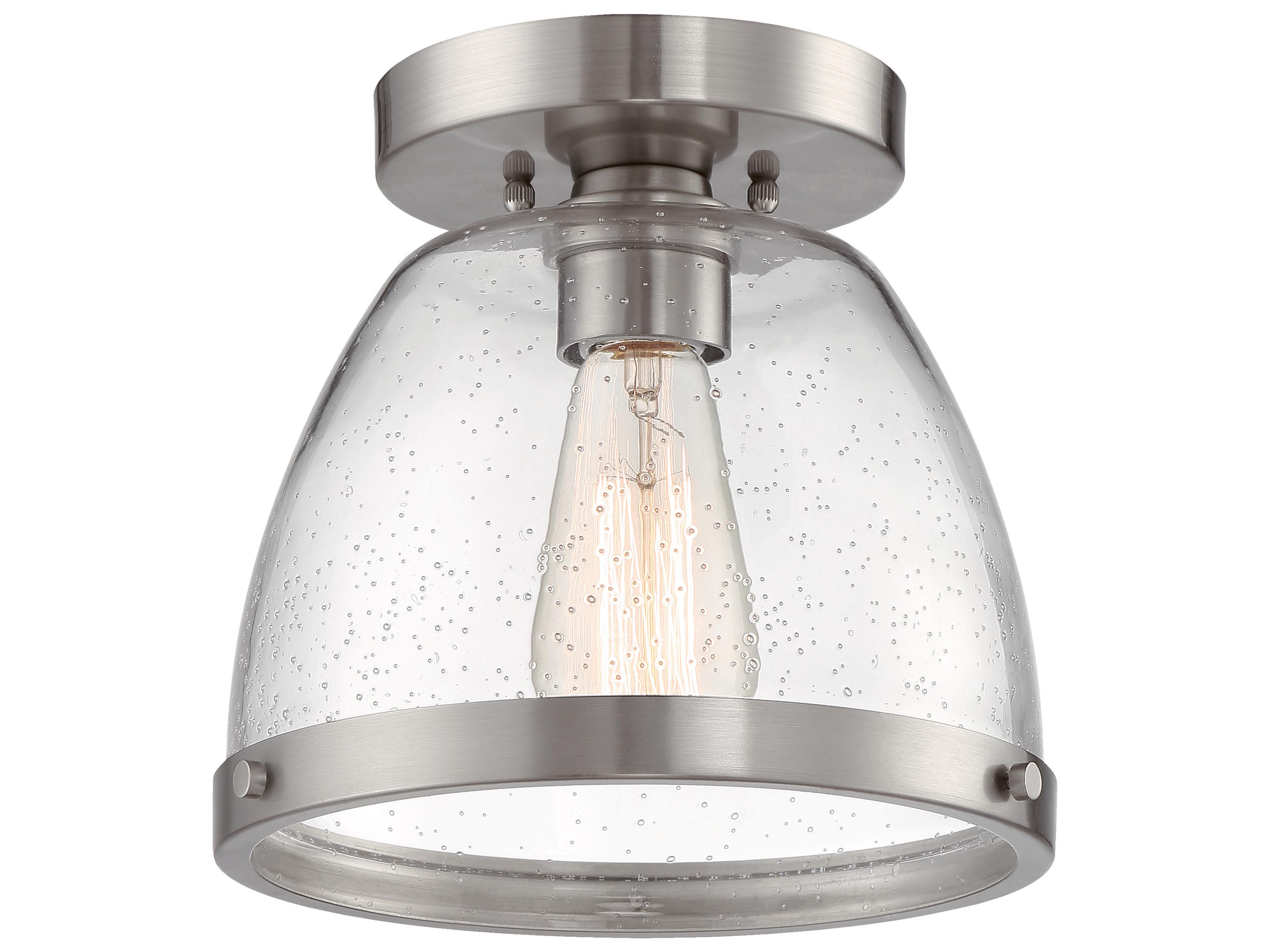 Craftmade Lodie 1-Light Brushed Polished Nickel Glass Bell Flush Mount