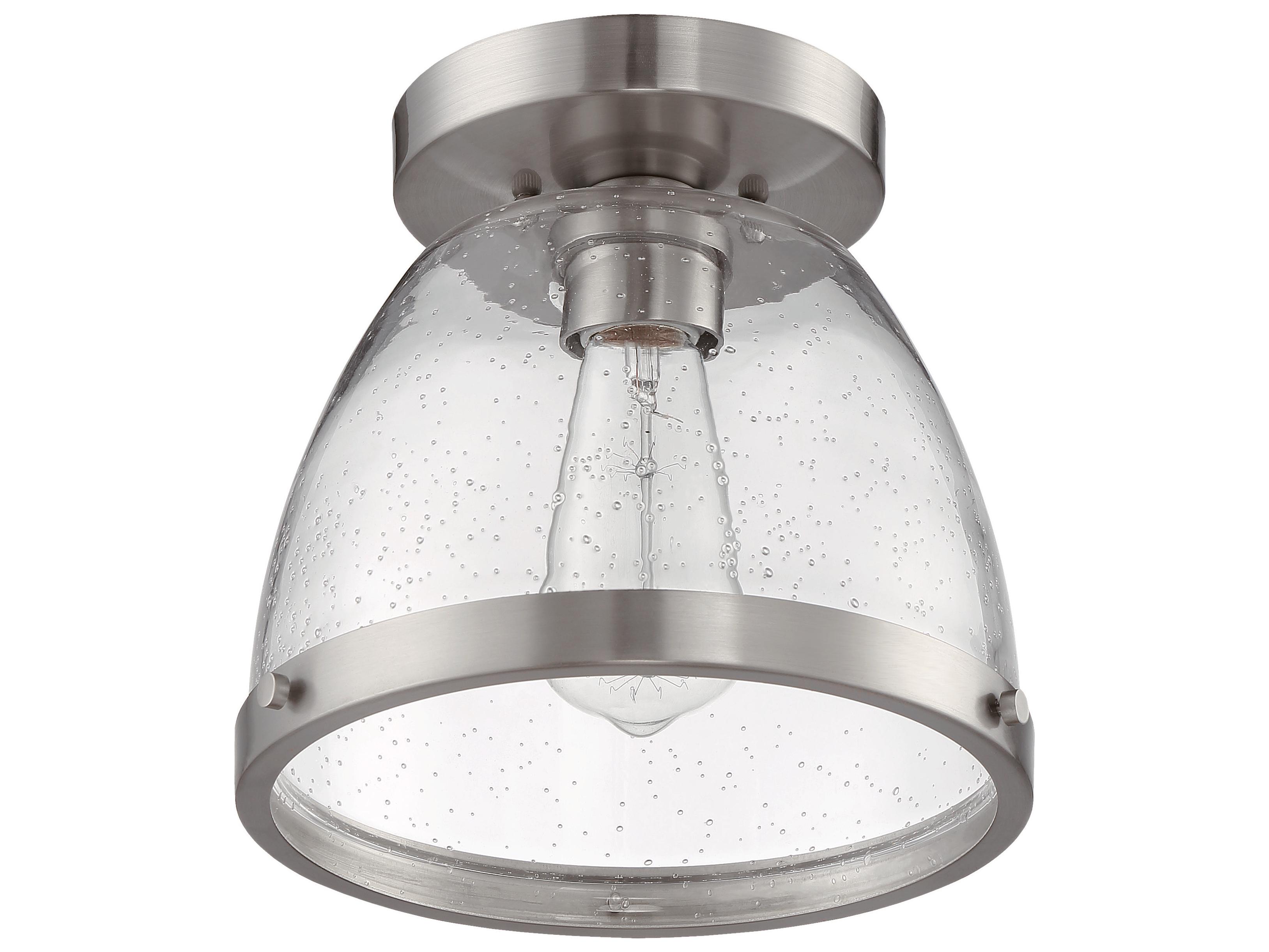 Craftmade Lodie 1-Light Brushed Polished Nickel Glass Bell Flush Mount