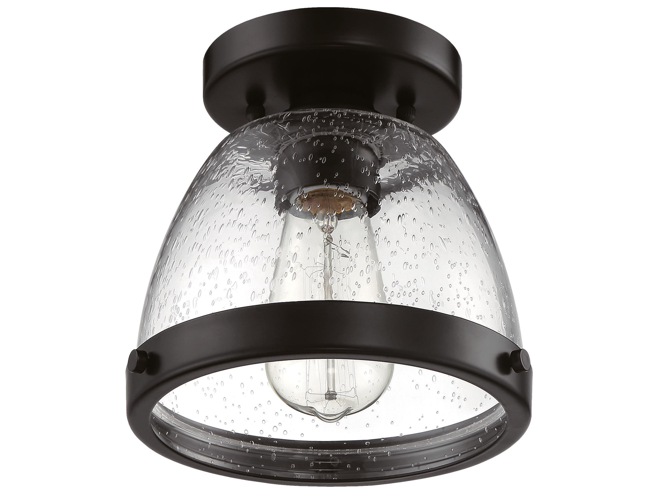 Craftmade Lodie 1-Light Flat Black Glass Bell Flush Mount