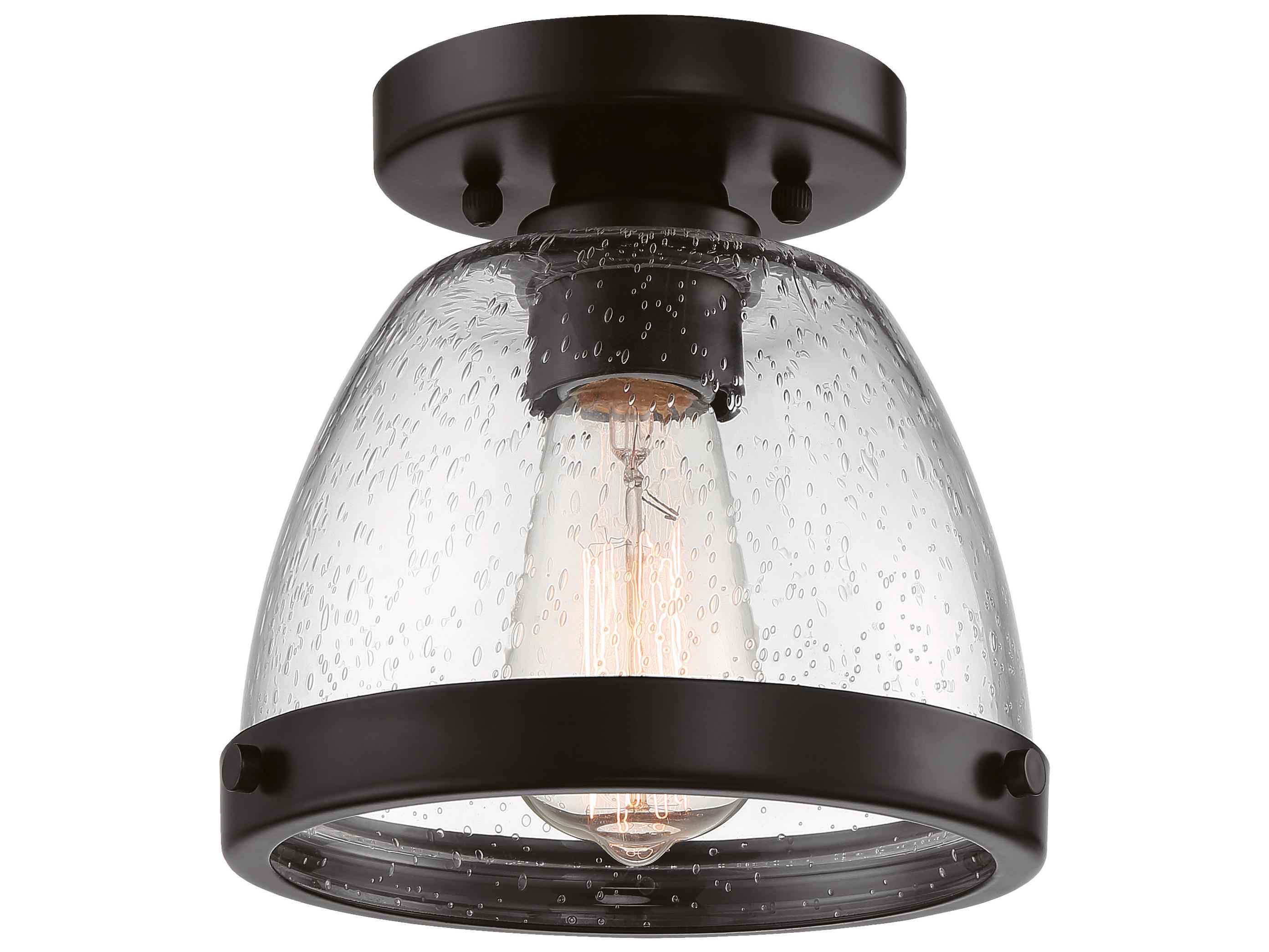 Craftmade Lodie 1-Light Flat Black Glass Bell Flush Mount