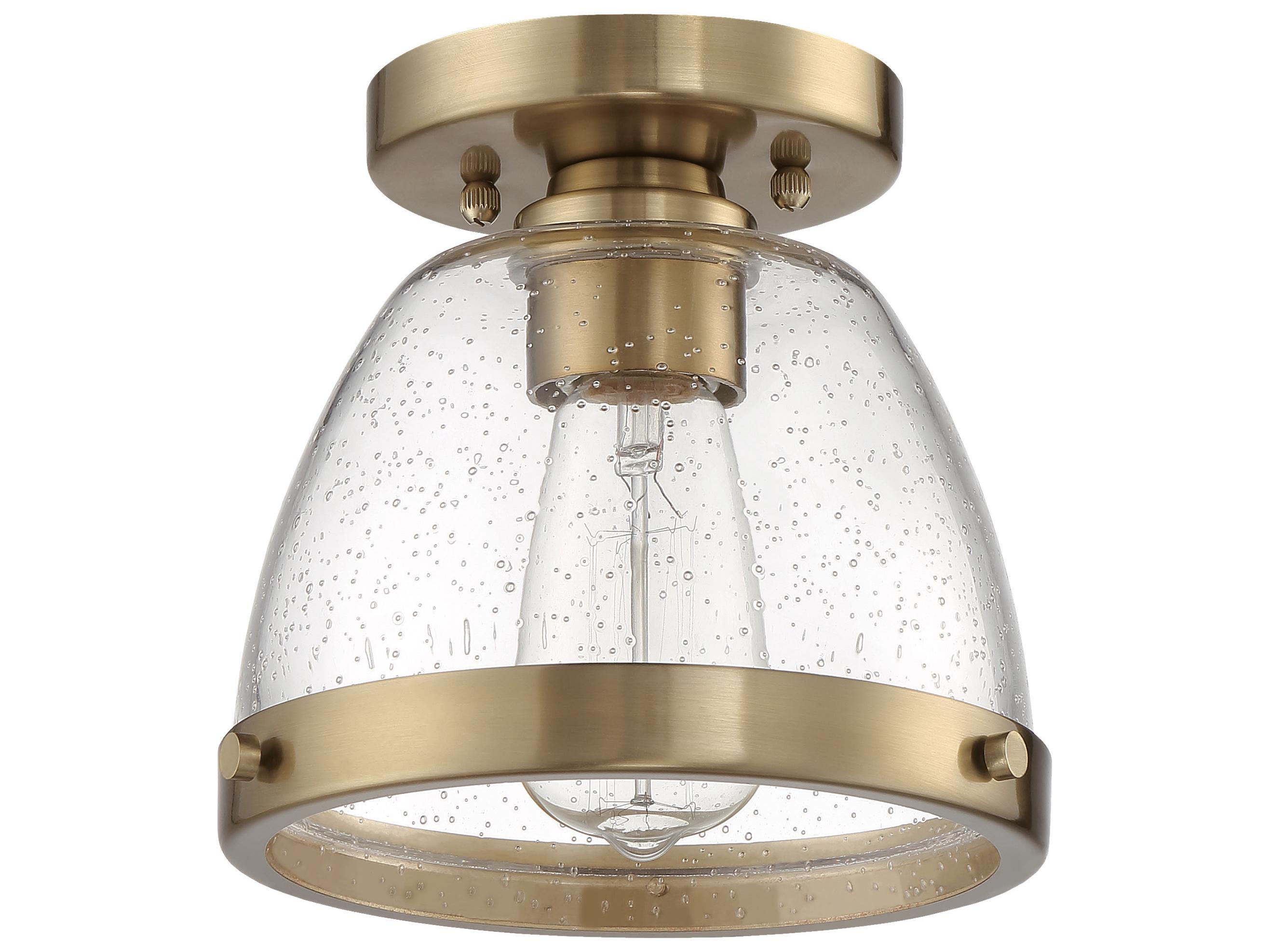 Craftmade Lodie 1-Light Satin Brass Glass Bell Flush Mount