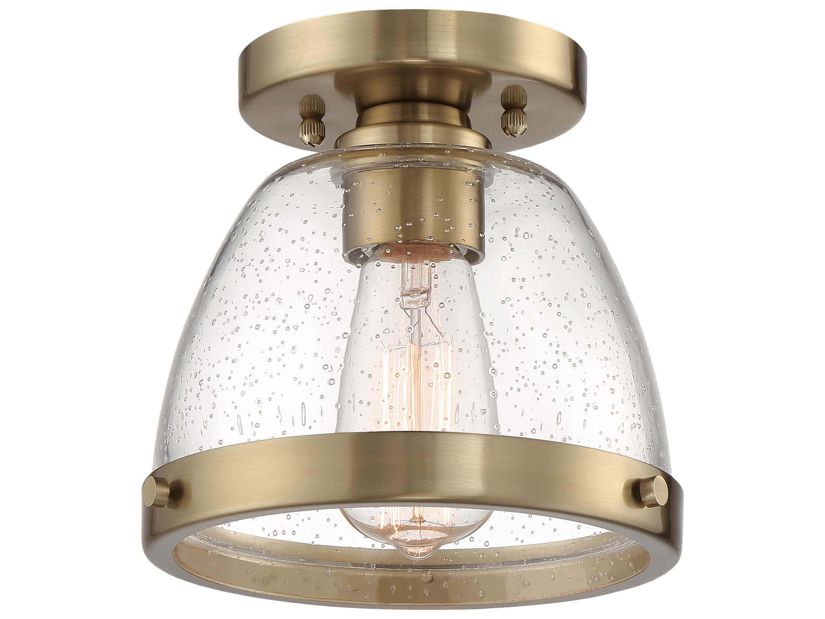 Craftmade Lodie 1-Light Satin Brass Glass Bell Flush Mount