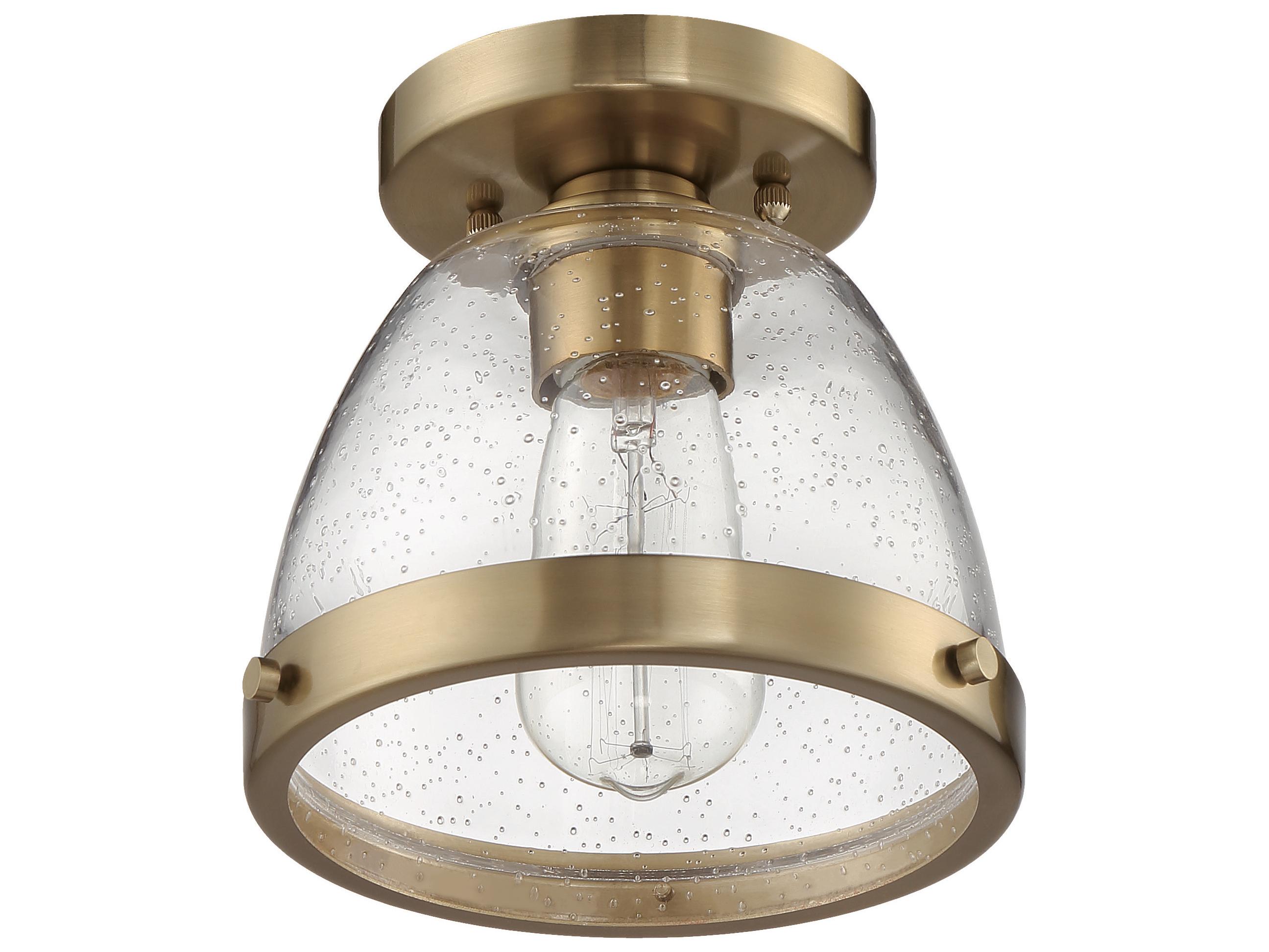 Craftmade Lodie 1-Light Satin Brass Glass Bell Flush Mount