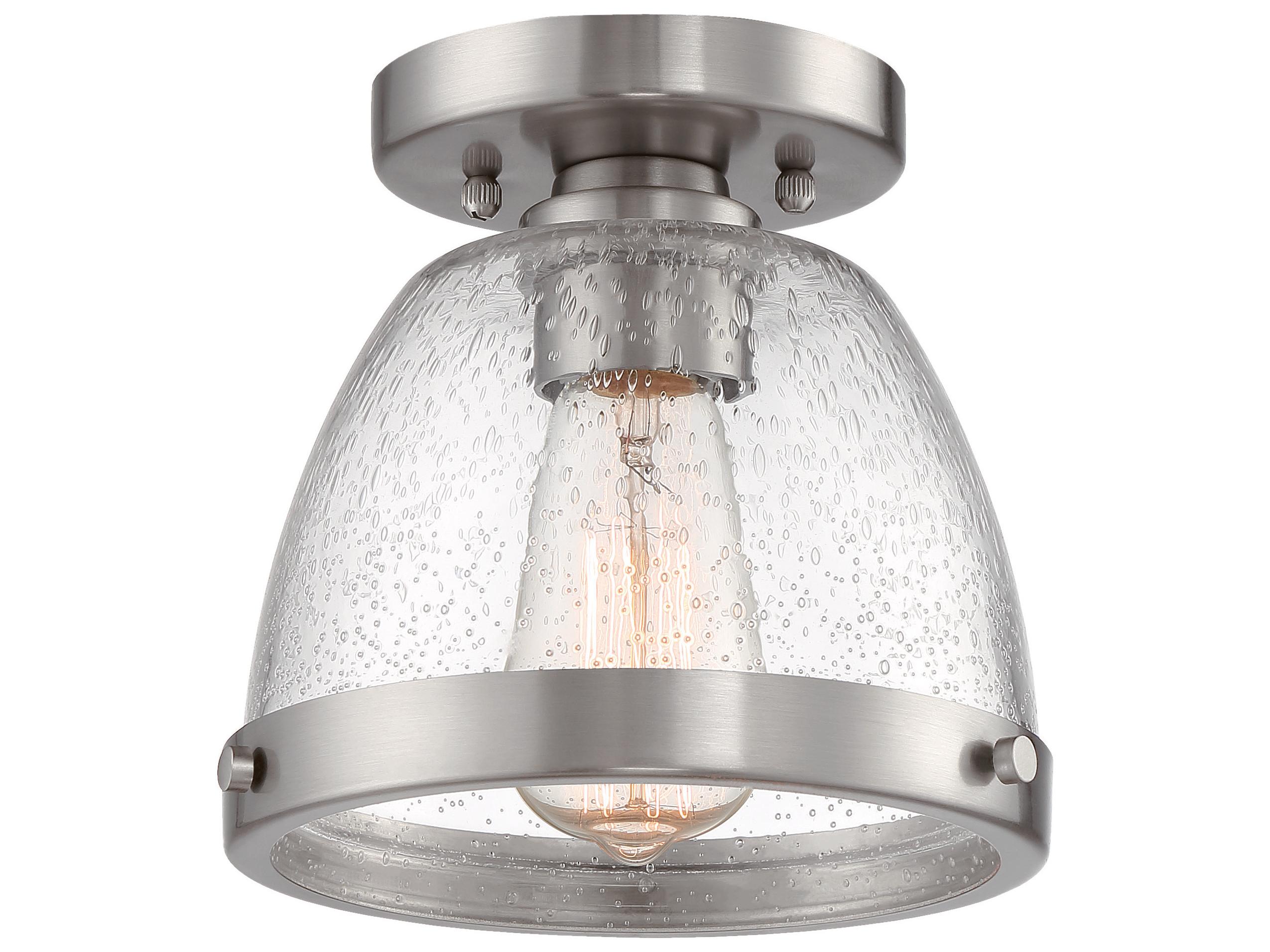 Craftmade Lodie 1-Light Brushed Polished Nickel Glass Bell Flush Mount