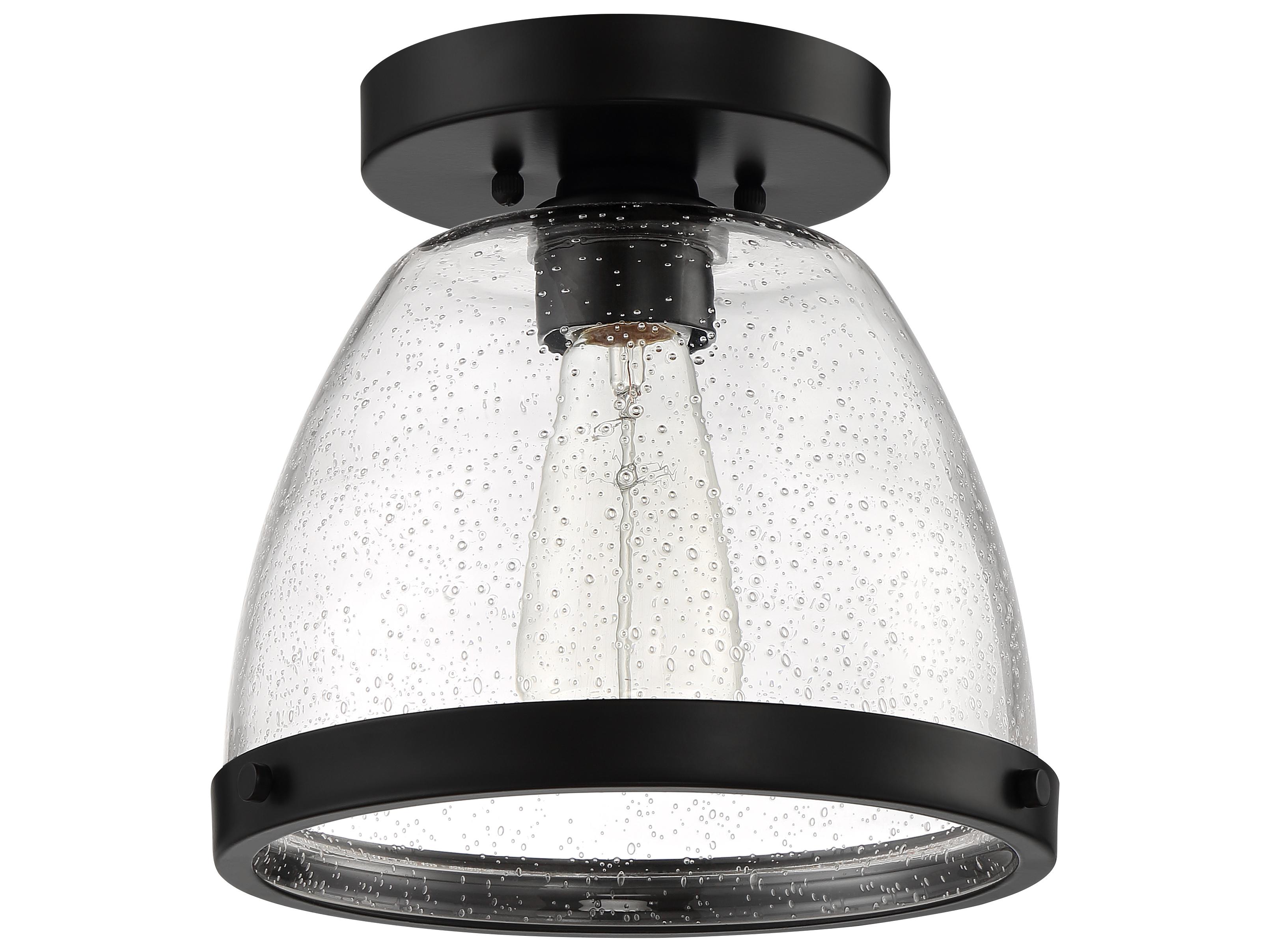 Craftmade Lodie 1-Light Flat Black Glass Bell Flush Mount
