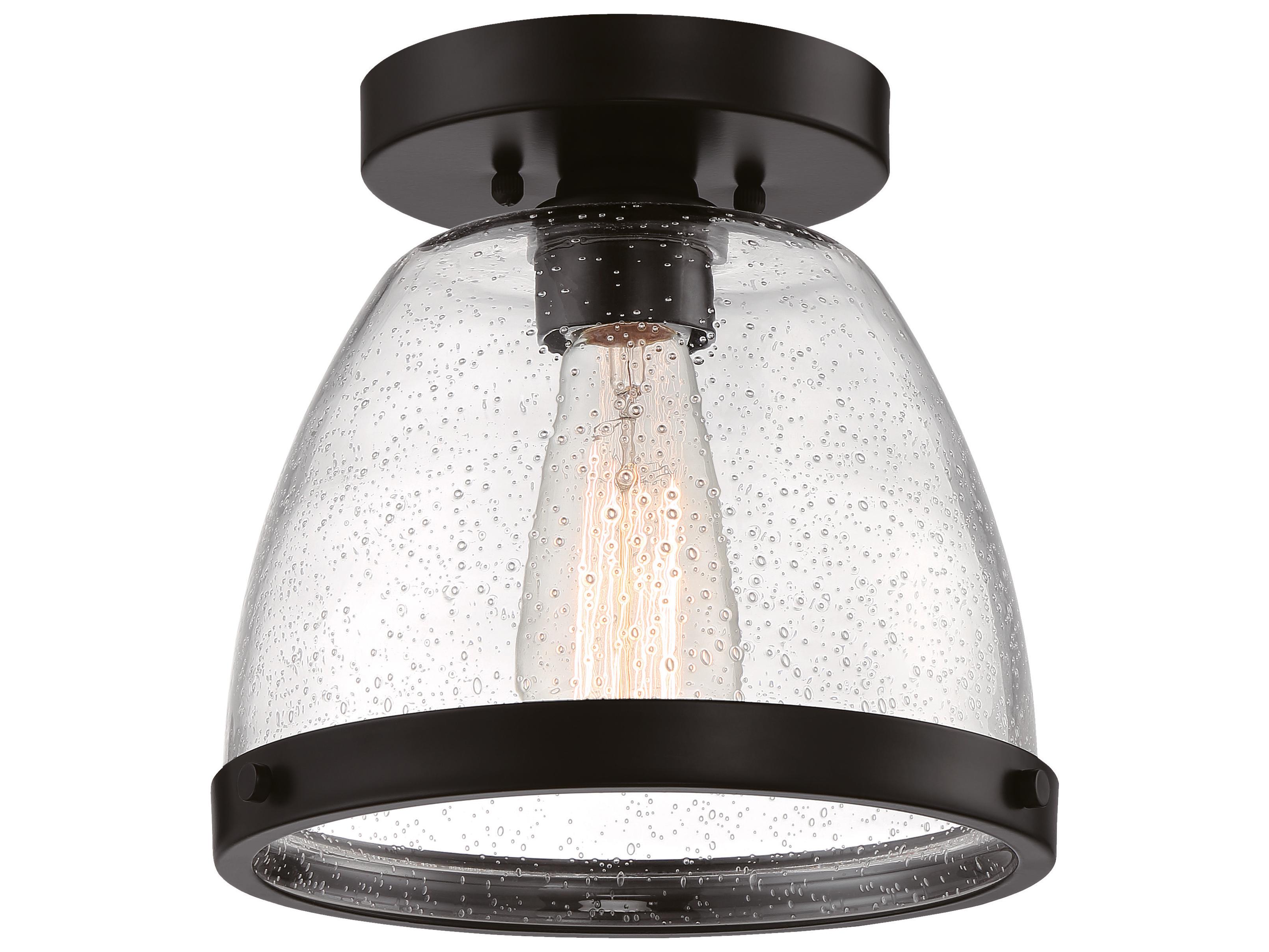Craftmade Lodie 1-Light Flat Black Glass Bell Flush Mount