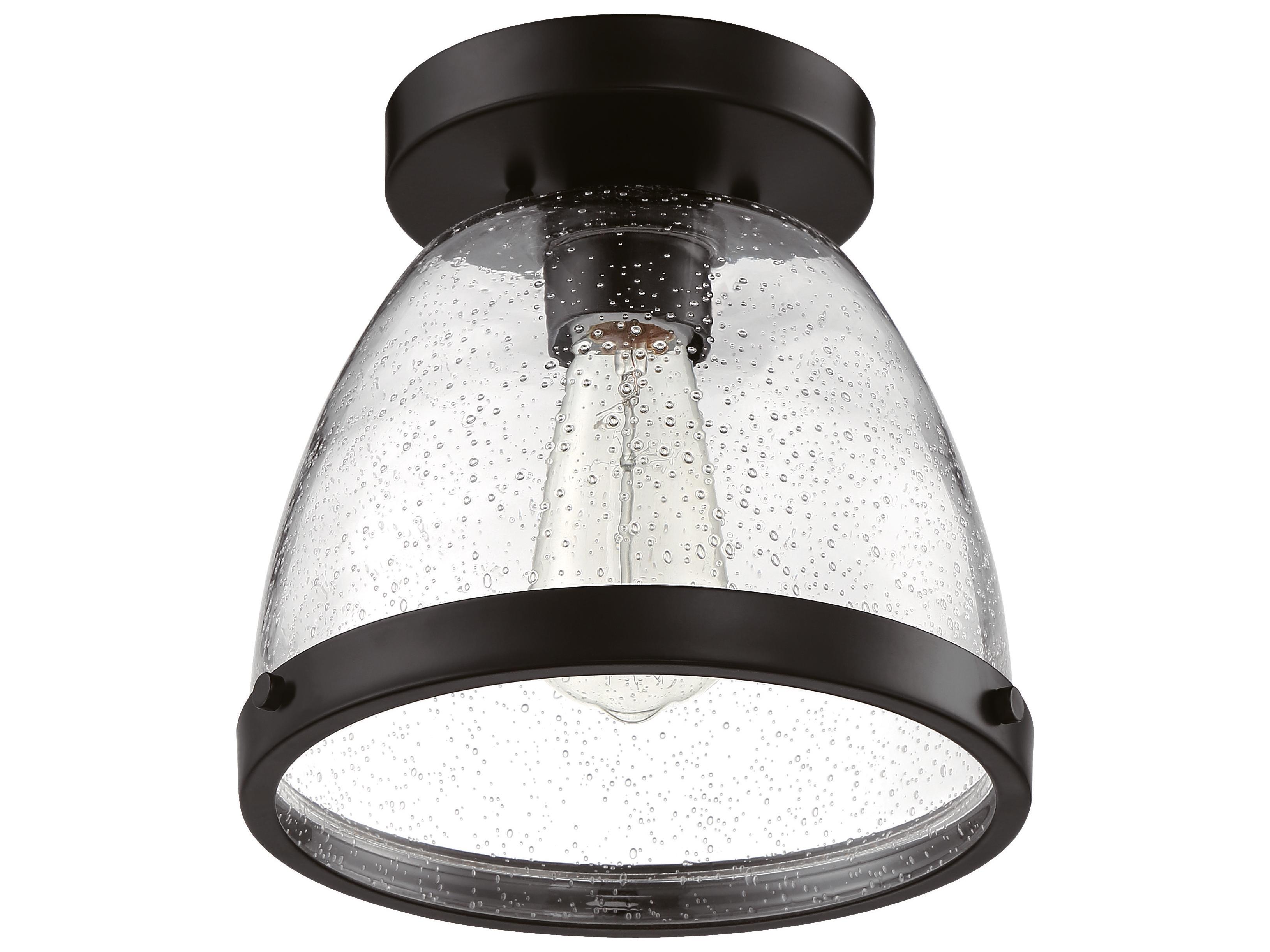 Craftmade Lodie 1-Light Flat Black Glass Bell Flush Mount