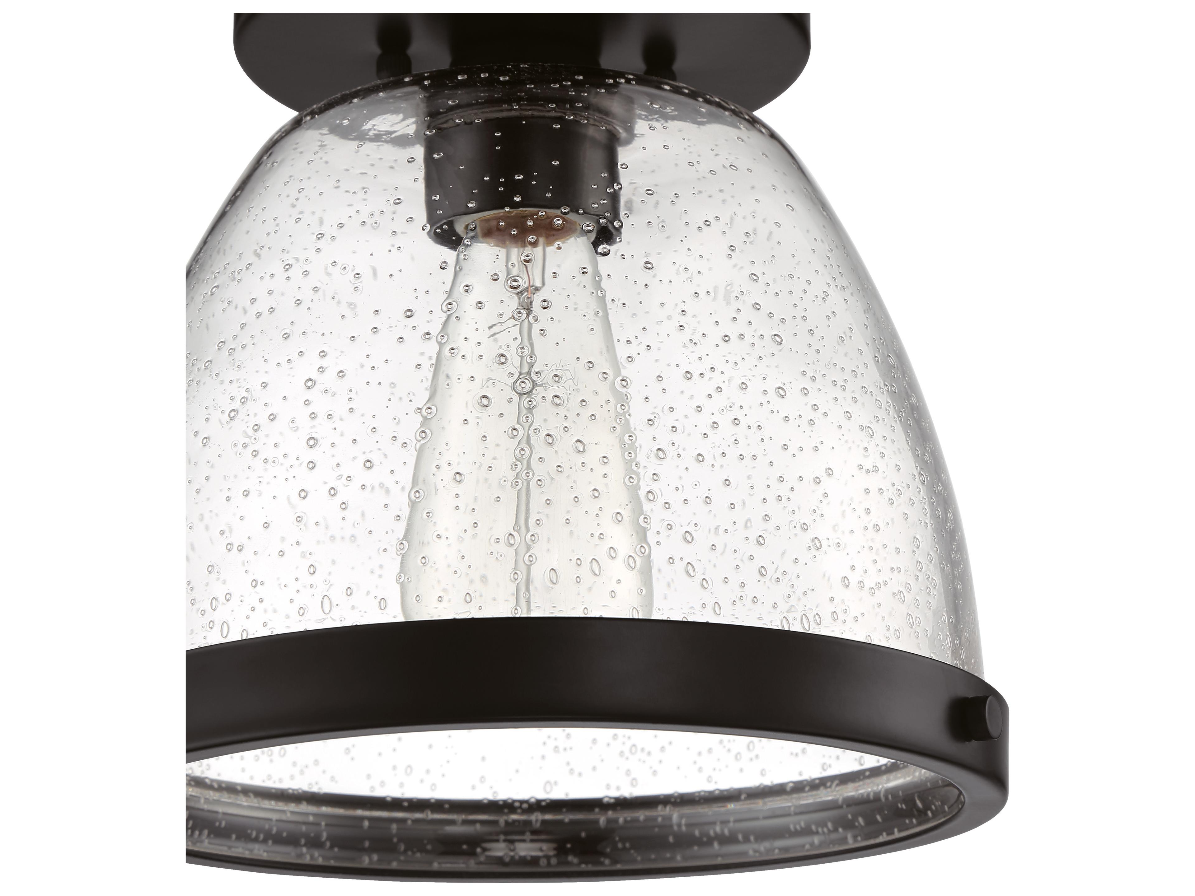 Craftmade Lodie 1-Light Flat Black Glass Bell Flush Mount