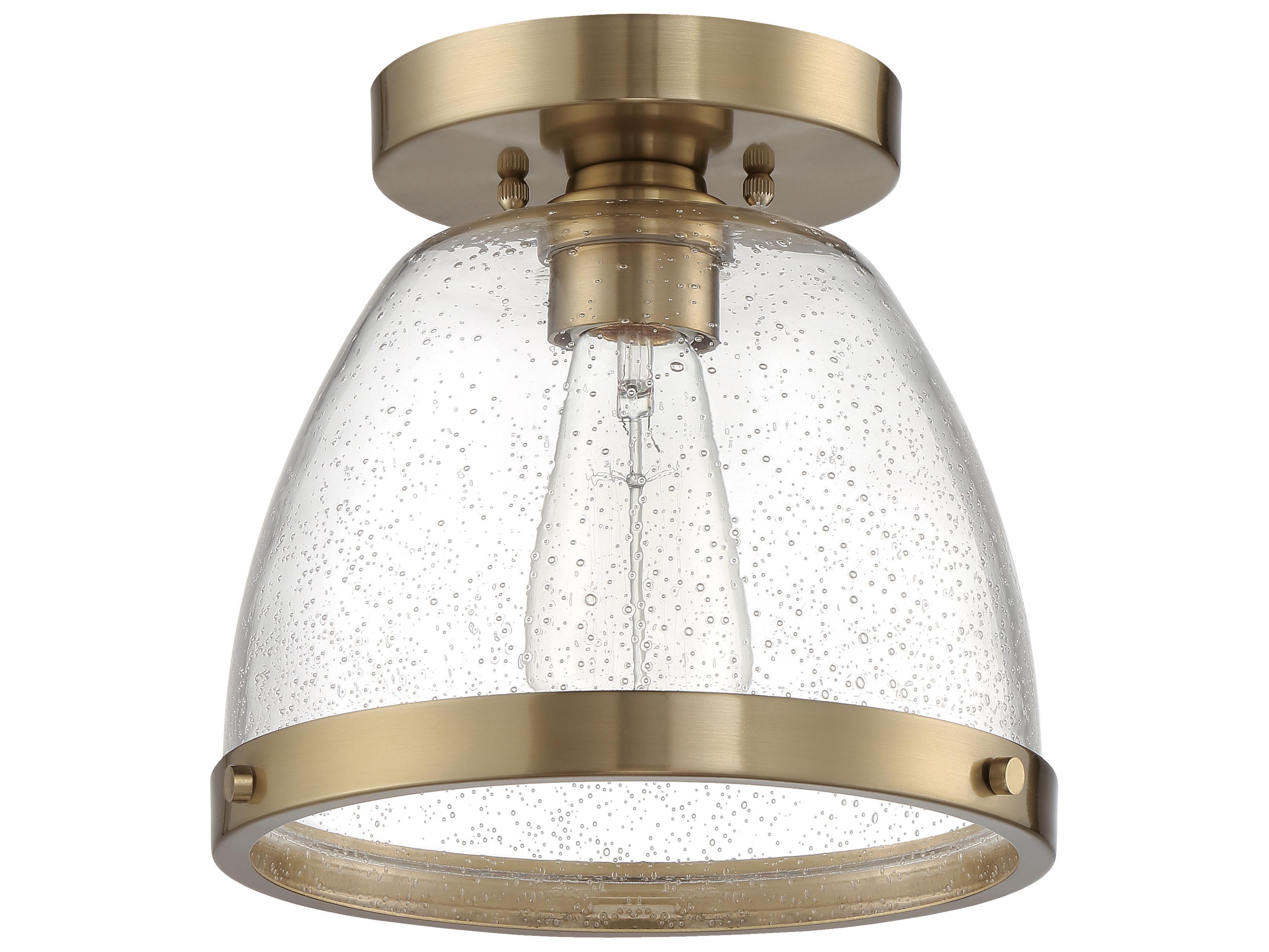 Craftmade Lodie 1-Light Satin Brass Glass Bell Flush Mount