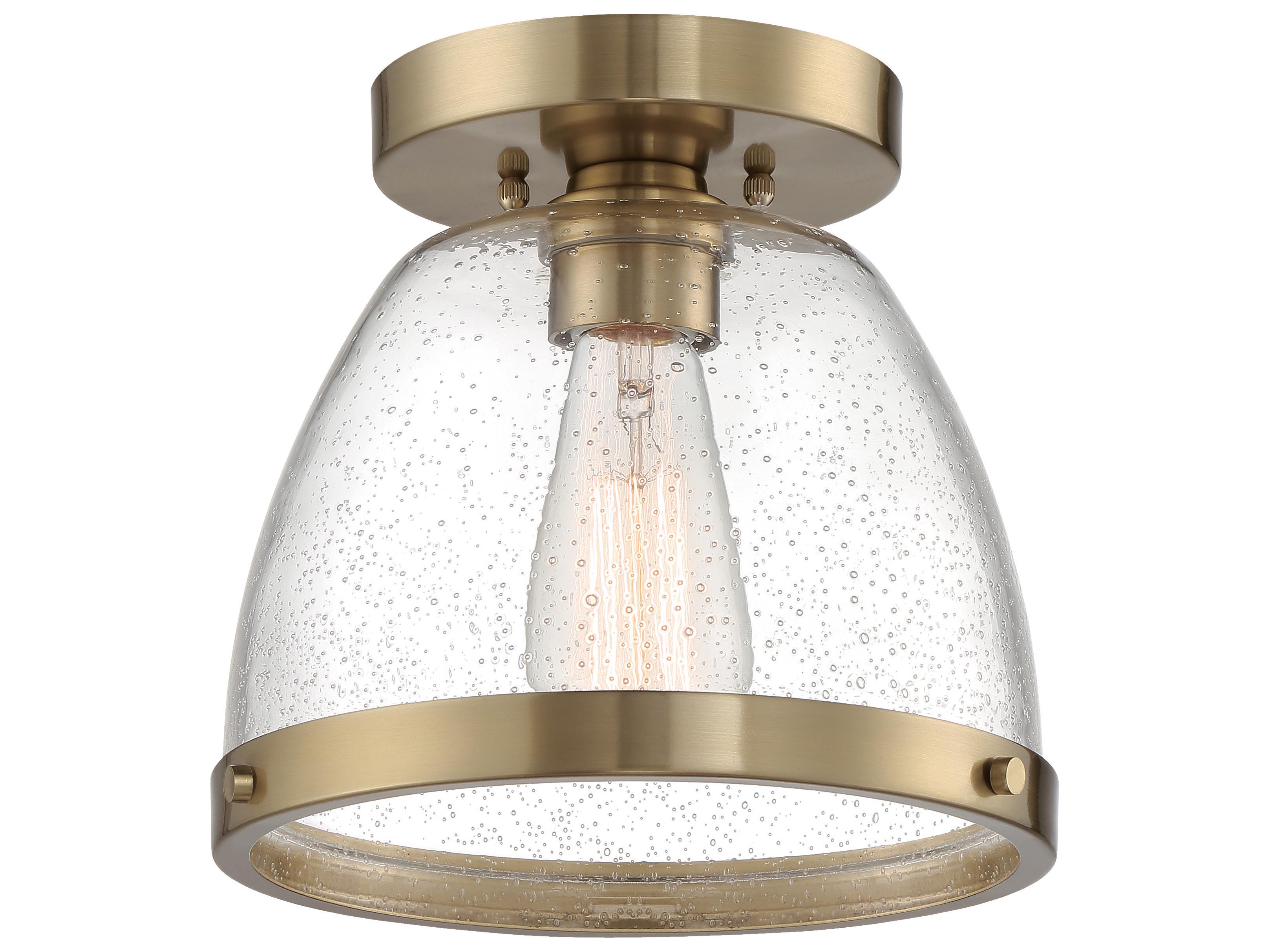 Craftmade Lodie 1-Light Satin Brass Glass Bell Flush Mount