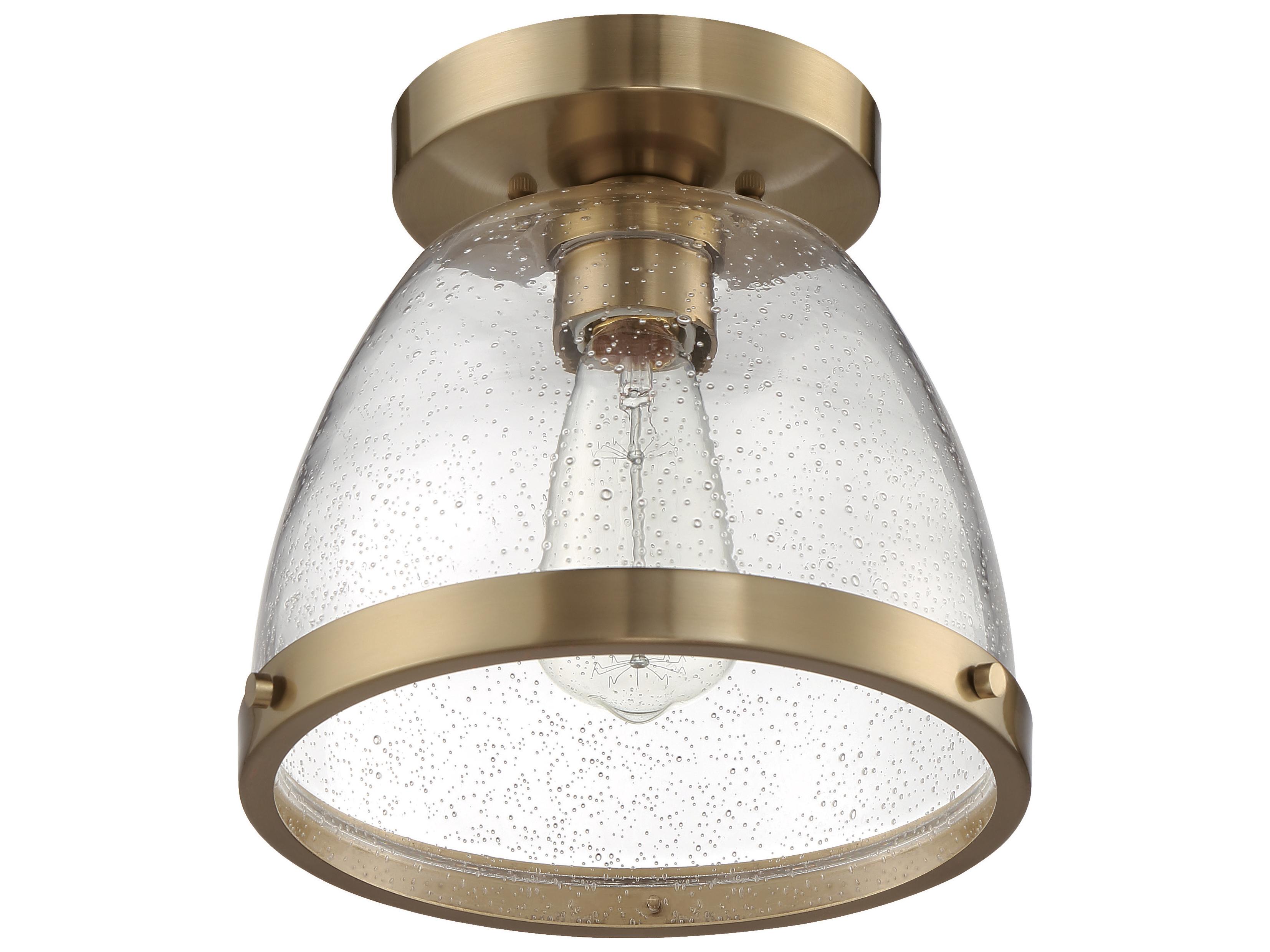 Craftmade Lodie 1-Light Satin Brass Glass Bell Flush Mount