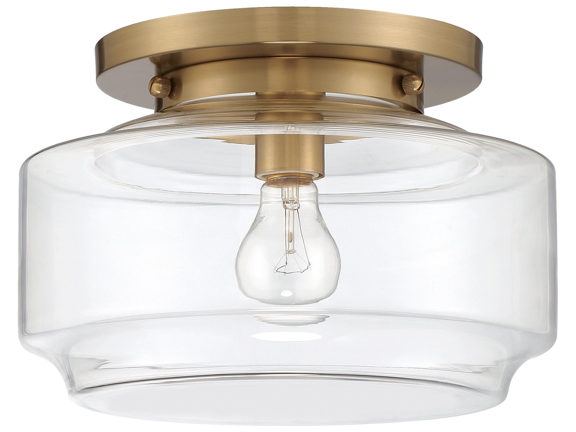 Craftmade Peri 1-Light Satin Brass Glass Flush Mount