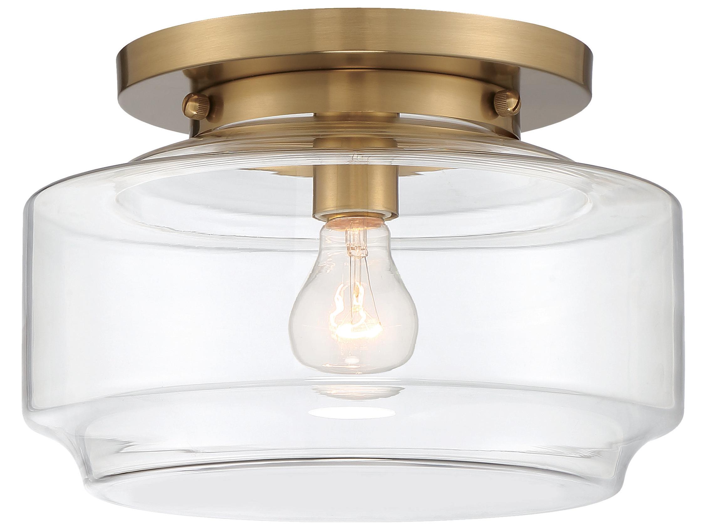 Craftmade Peri 1-Light Satin Brass Glass Flush Mount