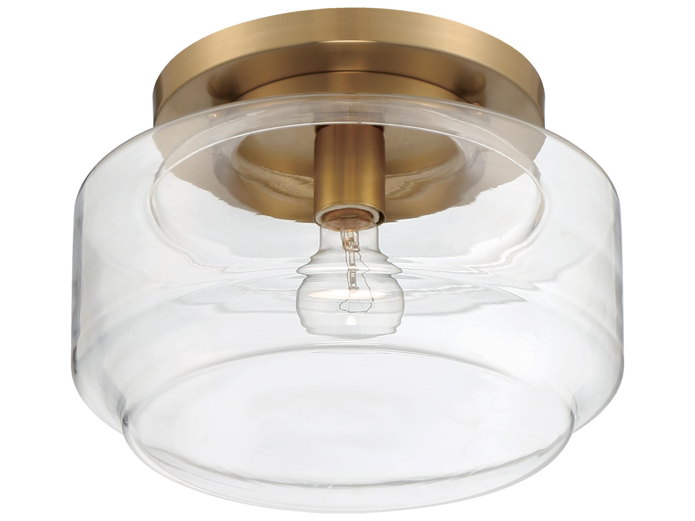 Craftmade Peri 1-Light Satin Brass Glass Flush Mount