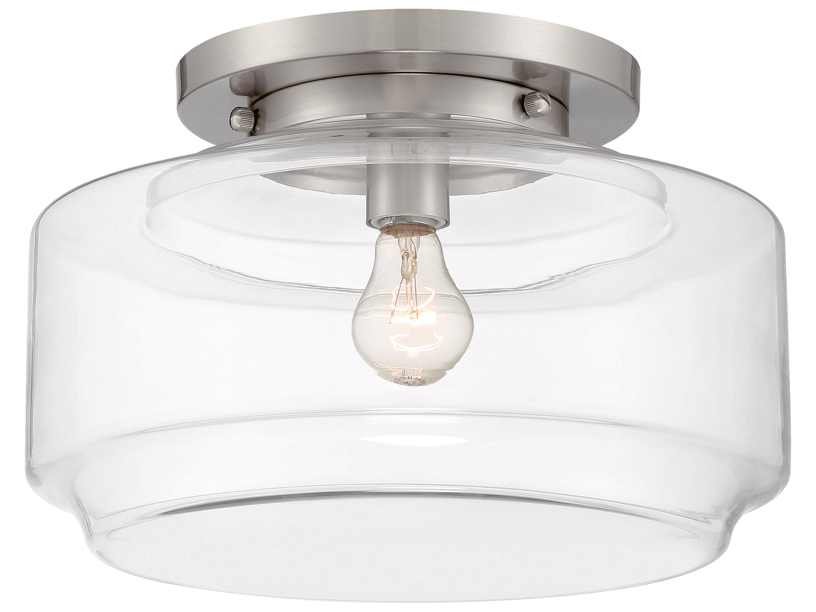 Craftmade Peri 1-Light Brushed Polished Nickel Glass Flush Mount