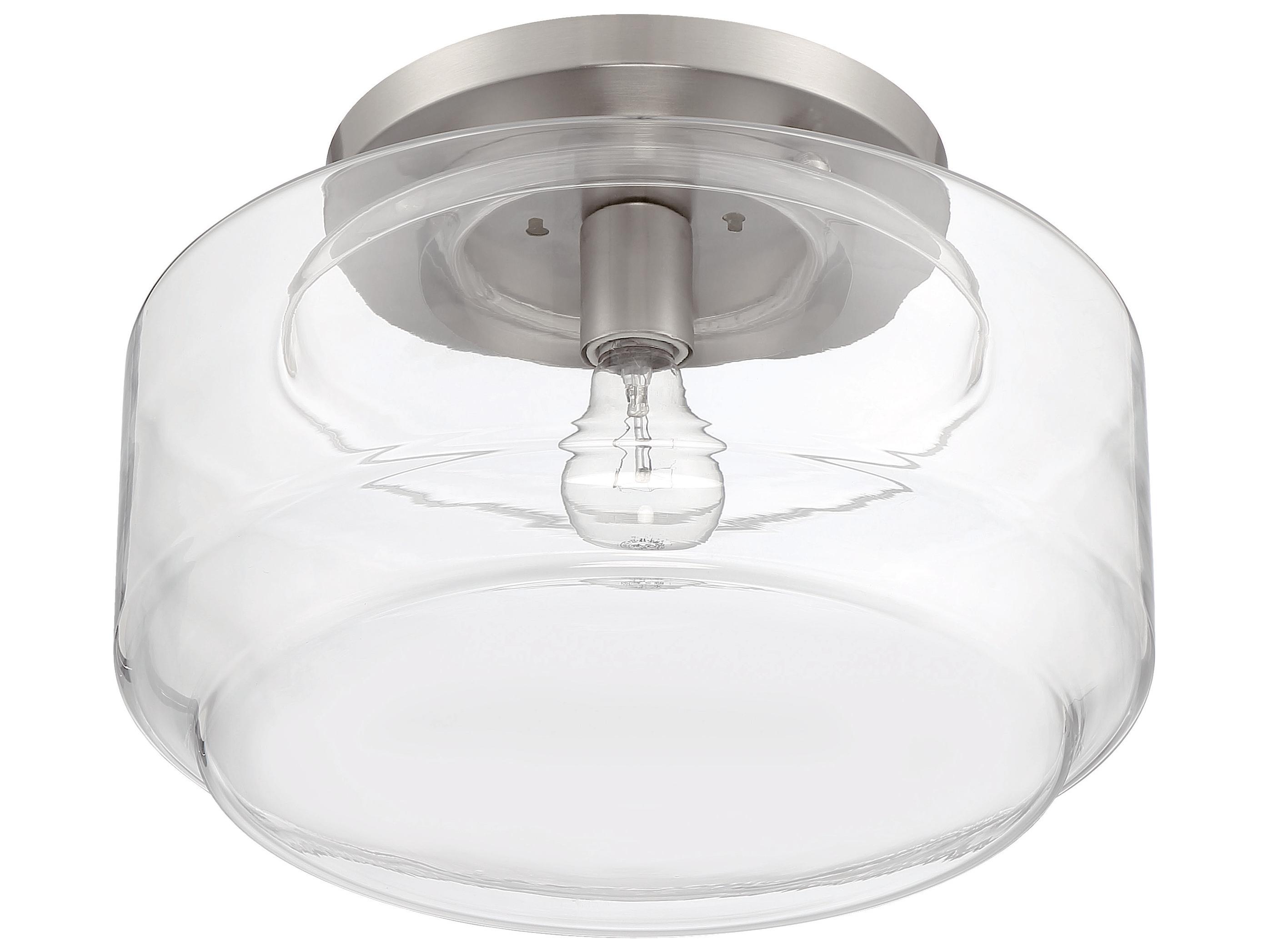 Craftmade Peri 1-Light Brushed Polished Nickel Glass Flush Mount