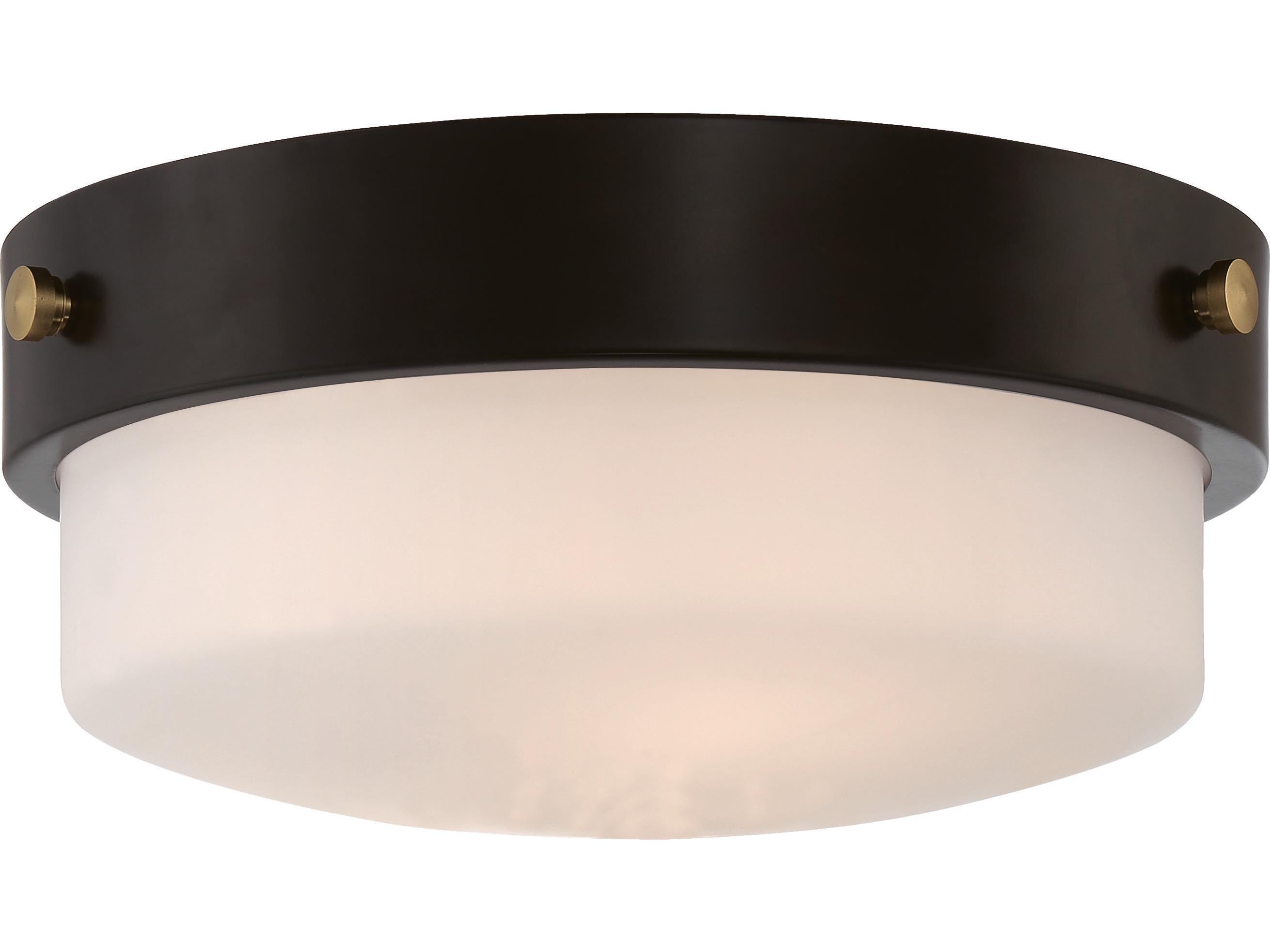 Craftmade Oak Street 2-Light Flat Black Glass Round Flush Mount