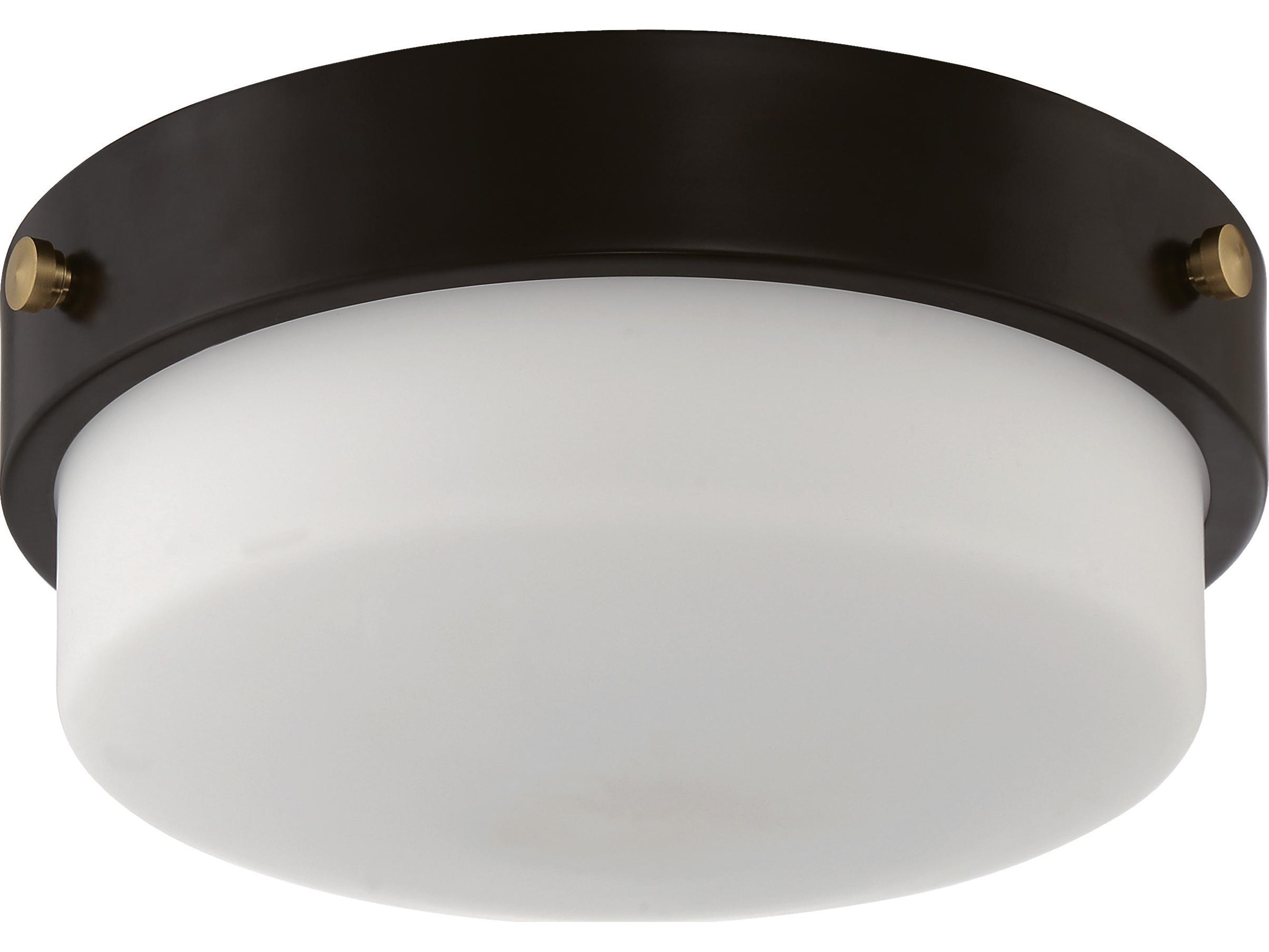 Craftmade Oak Street 2-Light Flat Black Glass Round Flush Mount