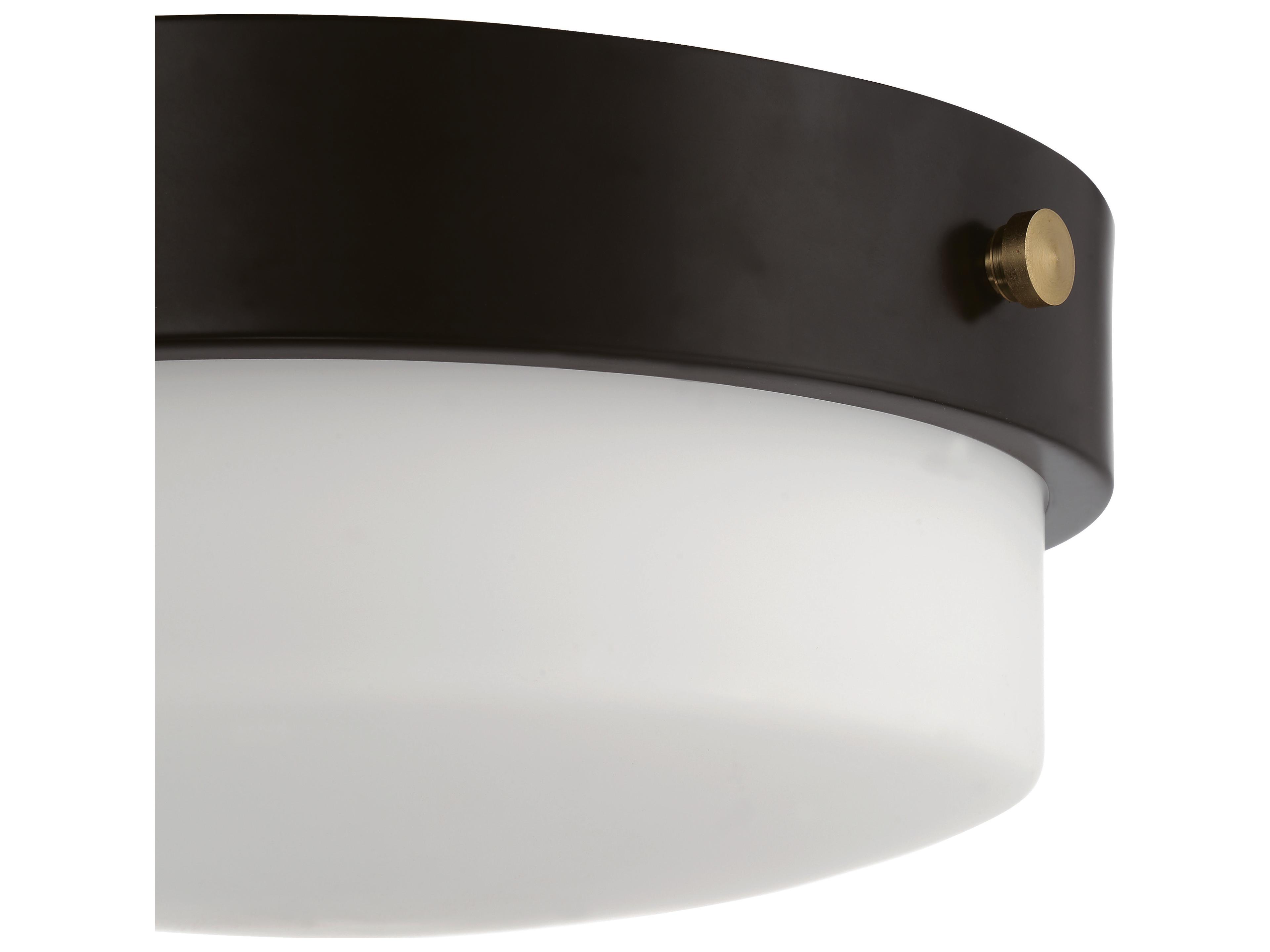Craftmade Oak Street 2-Light Flat Black Glass Round Flush Mount