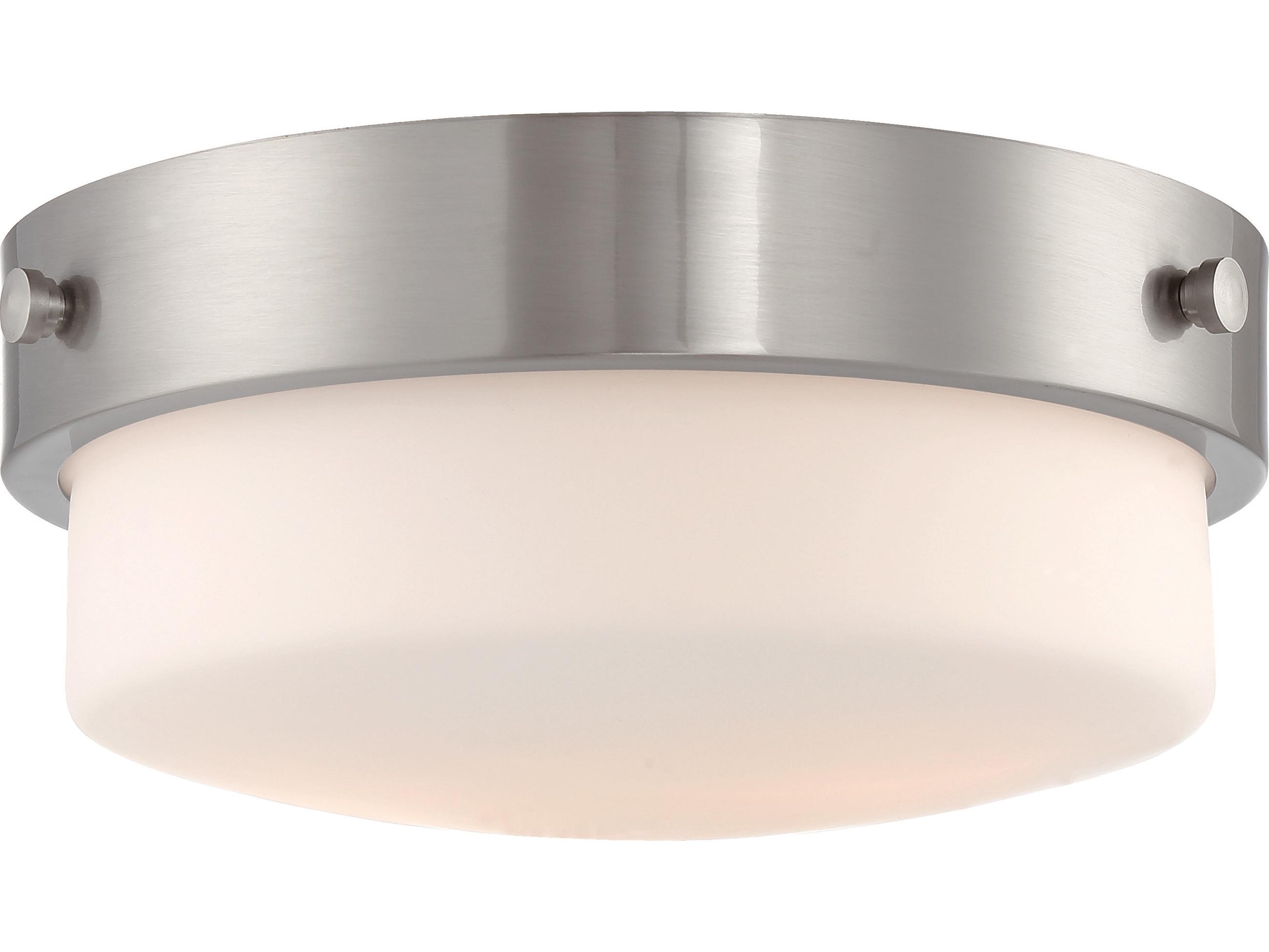 Craftmade Oak Street 2-Light Brushed Polished Nickel Glass Round Flush Mount