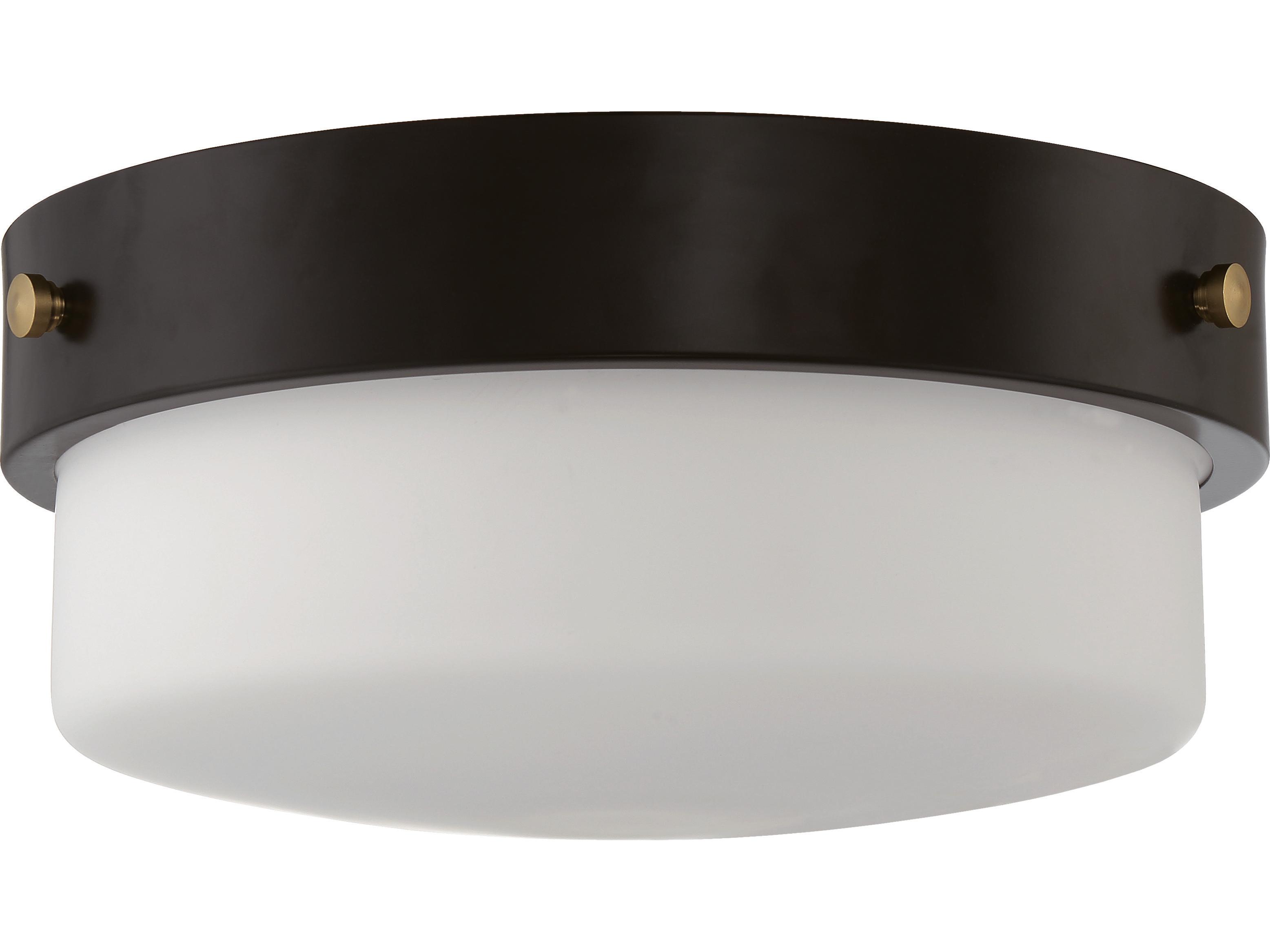 Craftmade Oak Street 2-Light Flat Black Glass Round Flush Mount