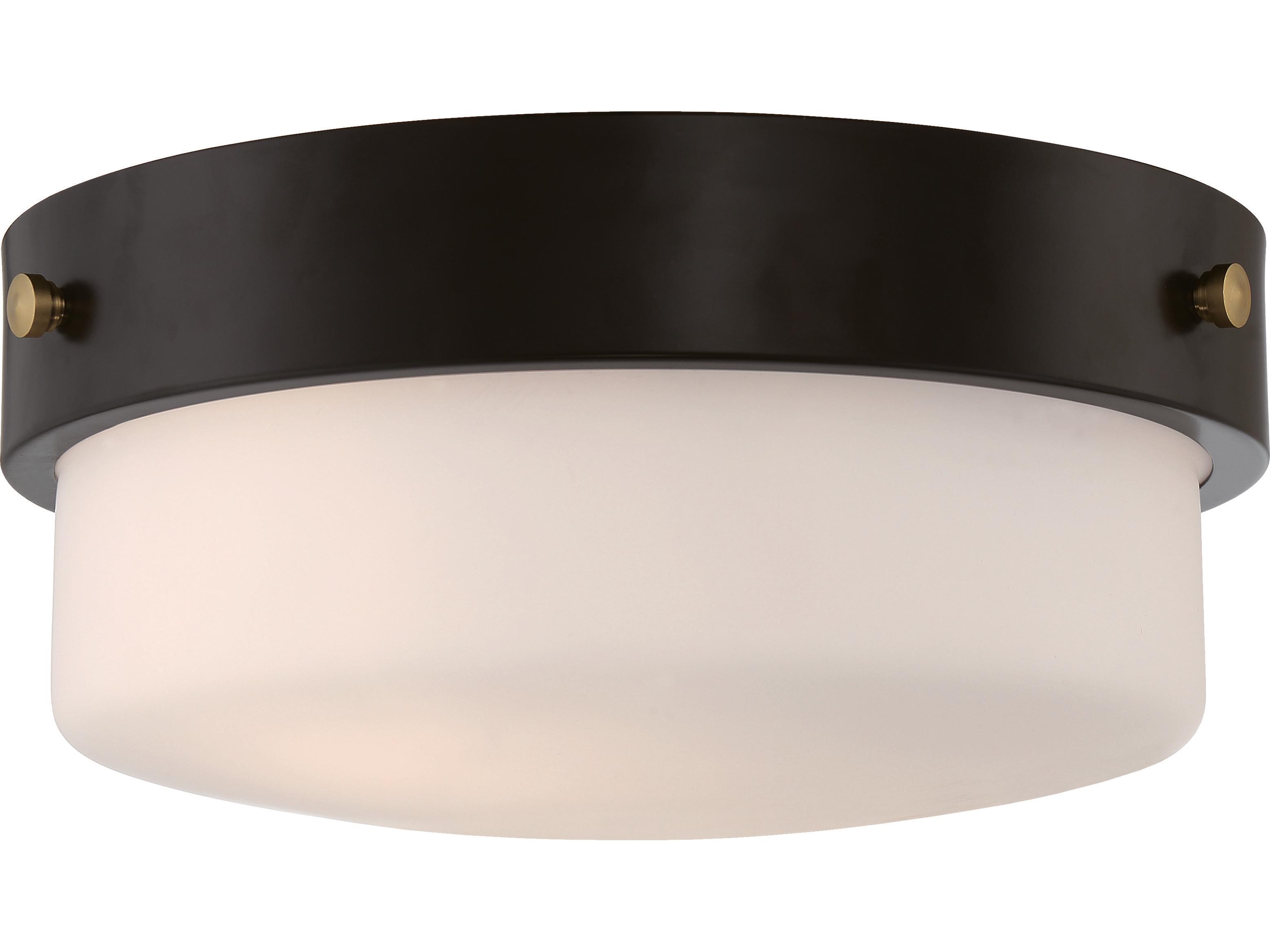 Craftmade Oak Street 2-Light Flat Black Glass Round Flush Mount