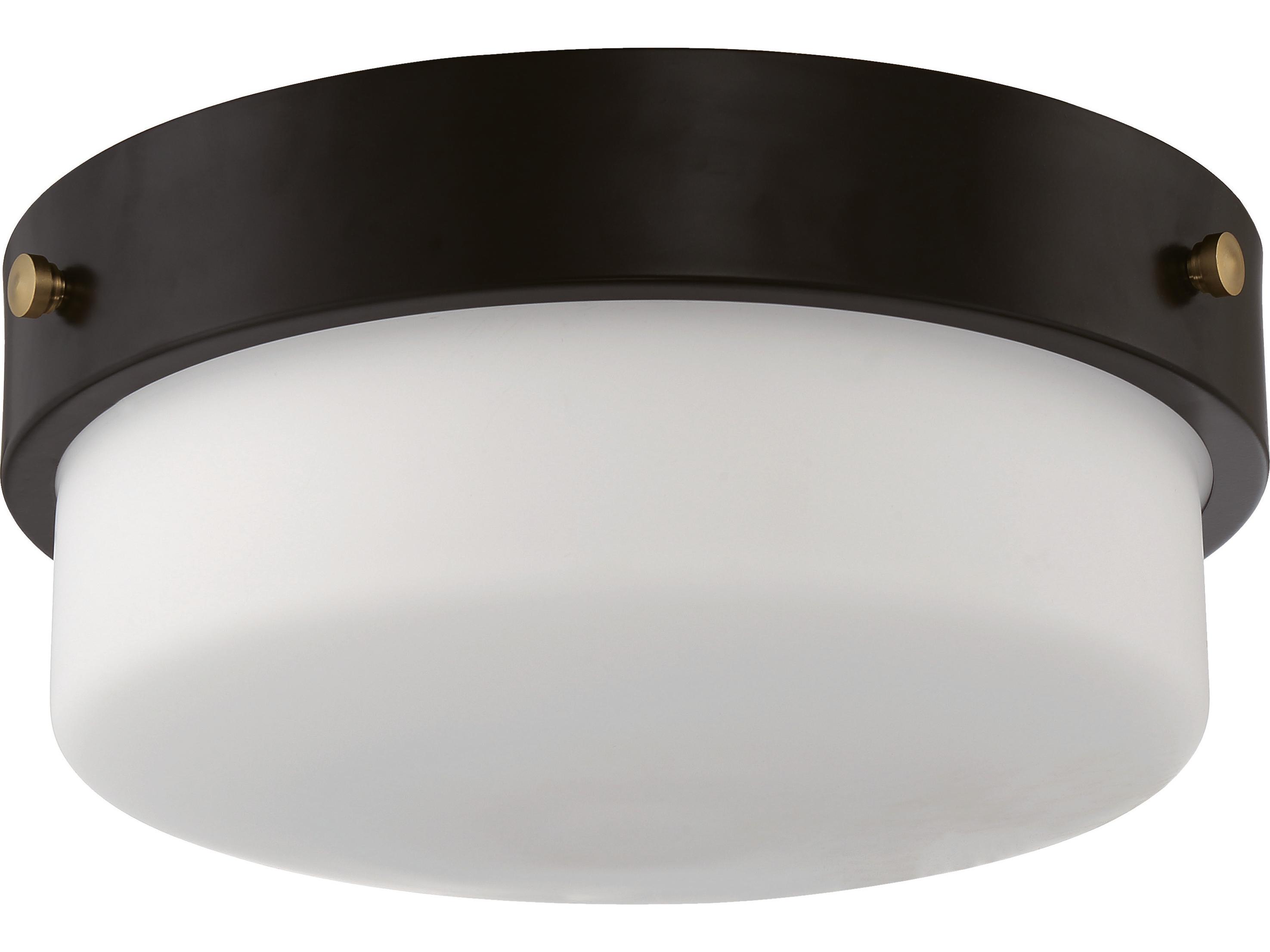 Craftmade Oak Street 2-Light Flat Black Glass Round Flush Mount