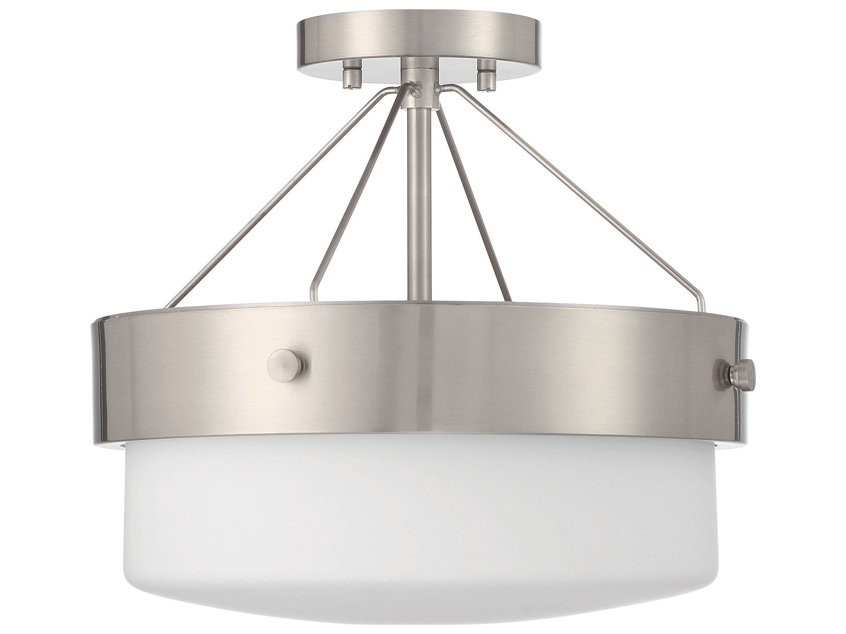 Craftmade Oak Street 2-Light Brushed Polished Nickel Whiskey Barrel Round Semi Flush Mount