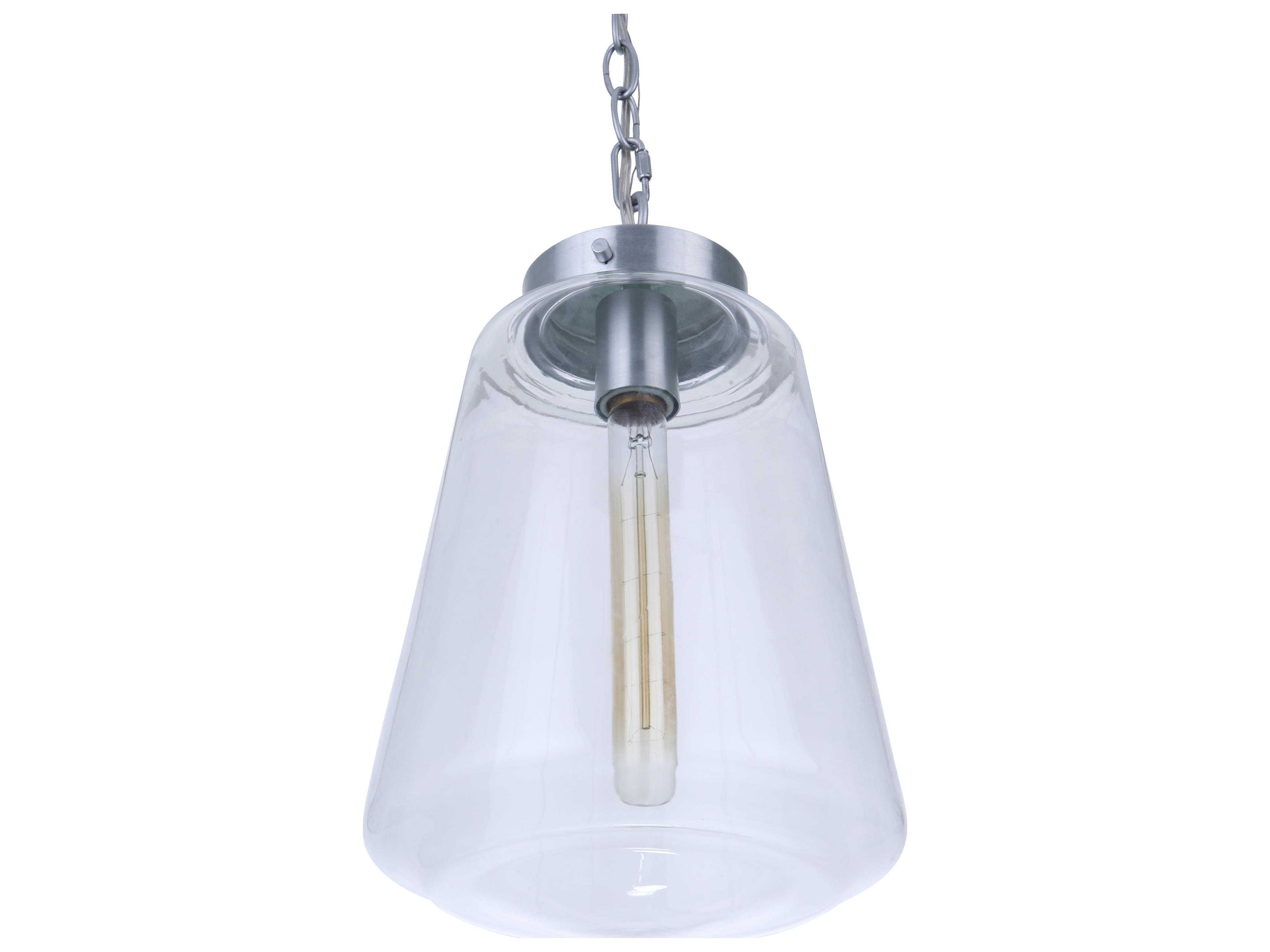 Craftmade Laclede 1-Light Satin Aluminum Nickel Glass Mini Pendant