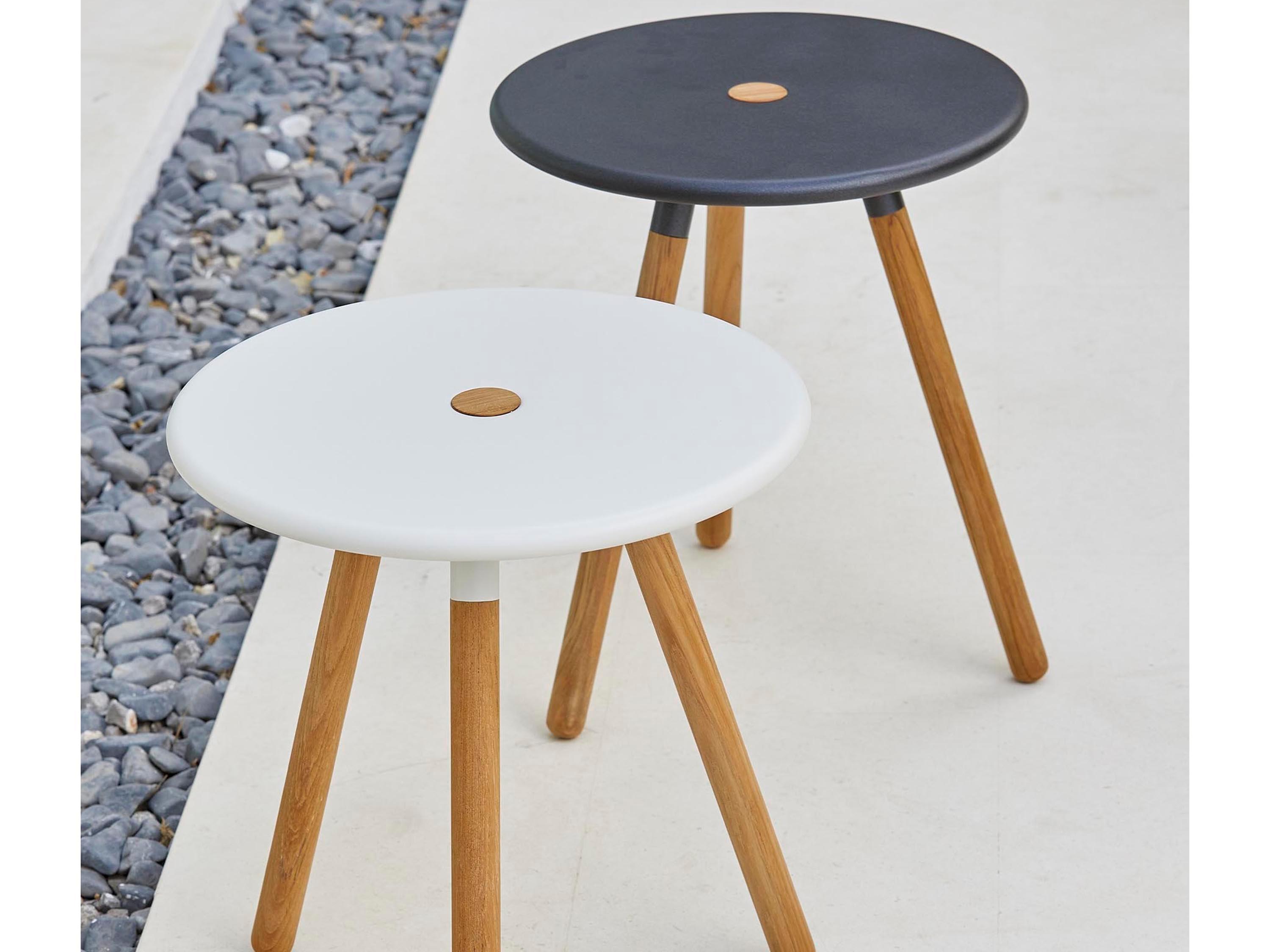 Cane Line Area Round Metal Teak Lava Grey End Table