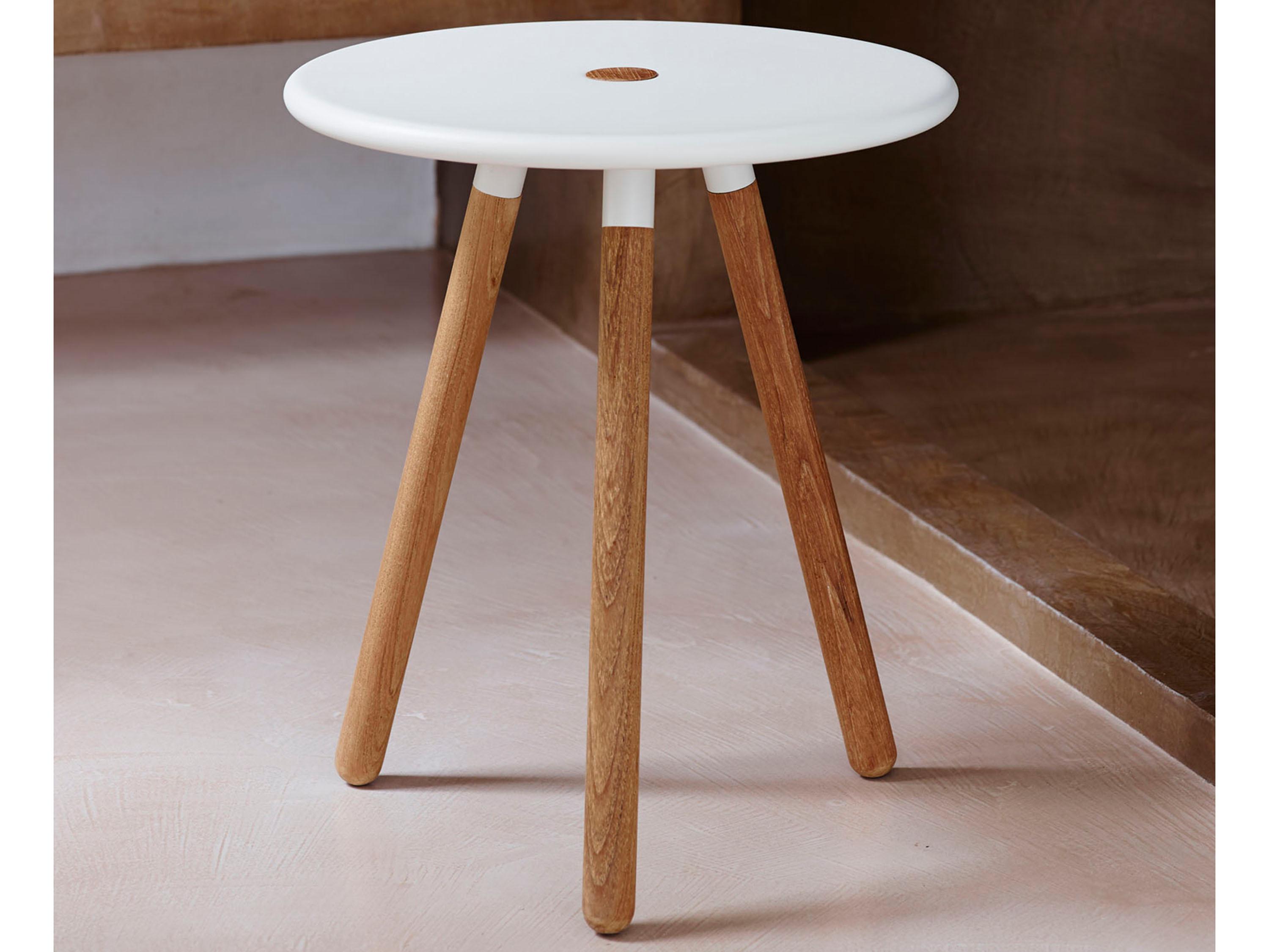 Cane Line Area Round Metal Teak White End Table