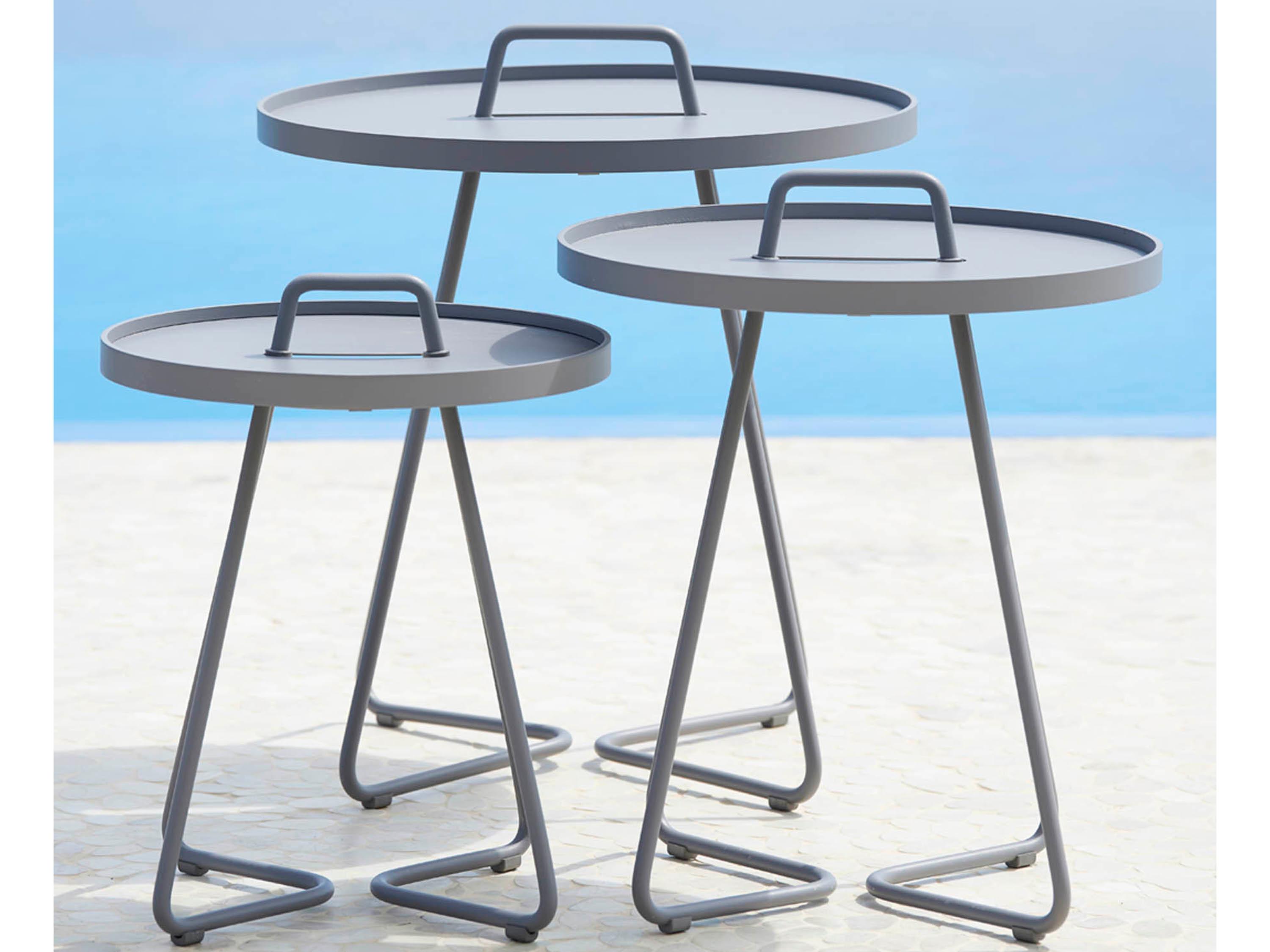 Cane Line On The Move Large Round Metal End Table