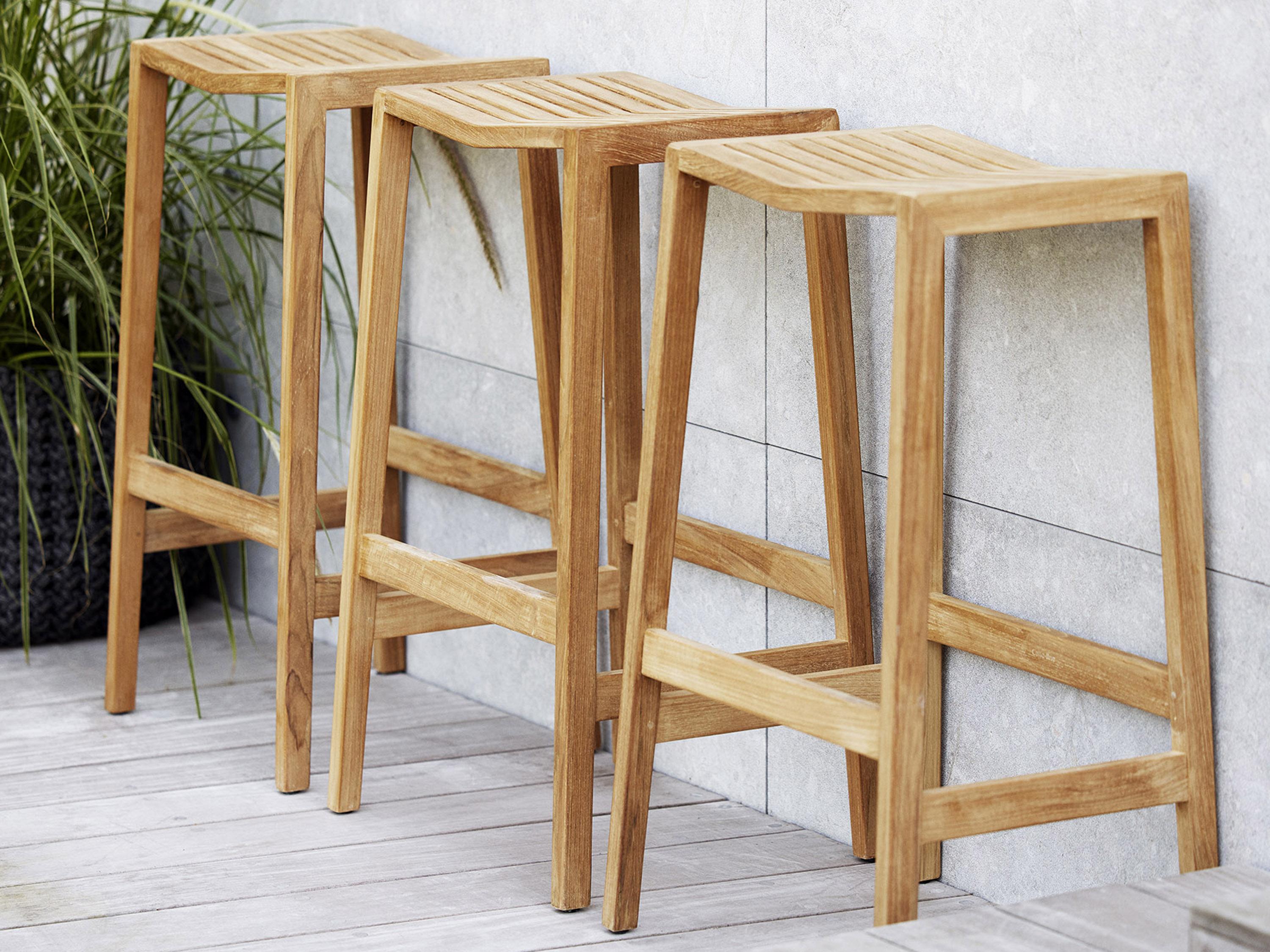 Cane Line Flip Teak Wood Bar Stool