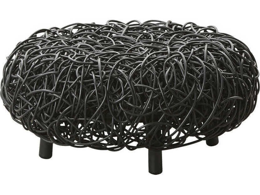 Cane Line Loop Black Ottoman