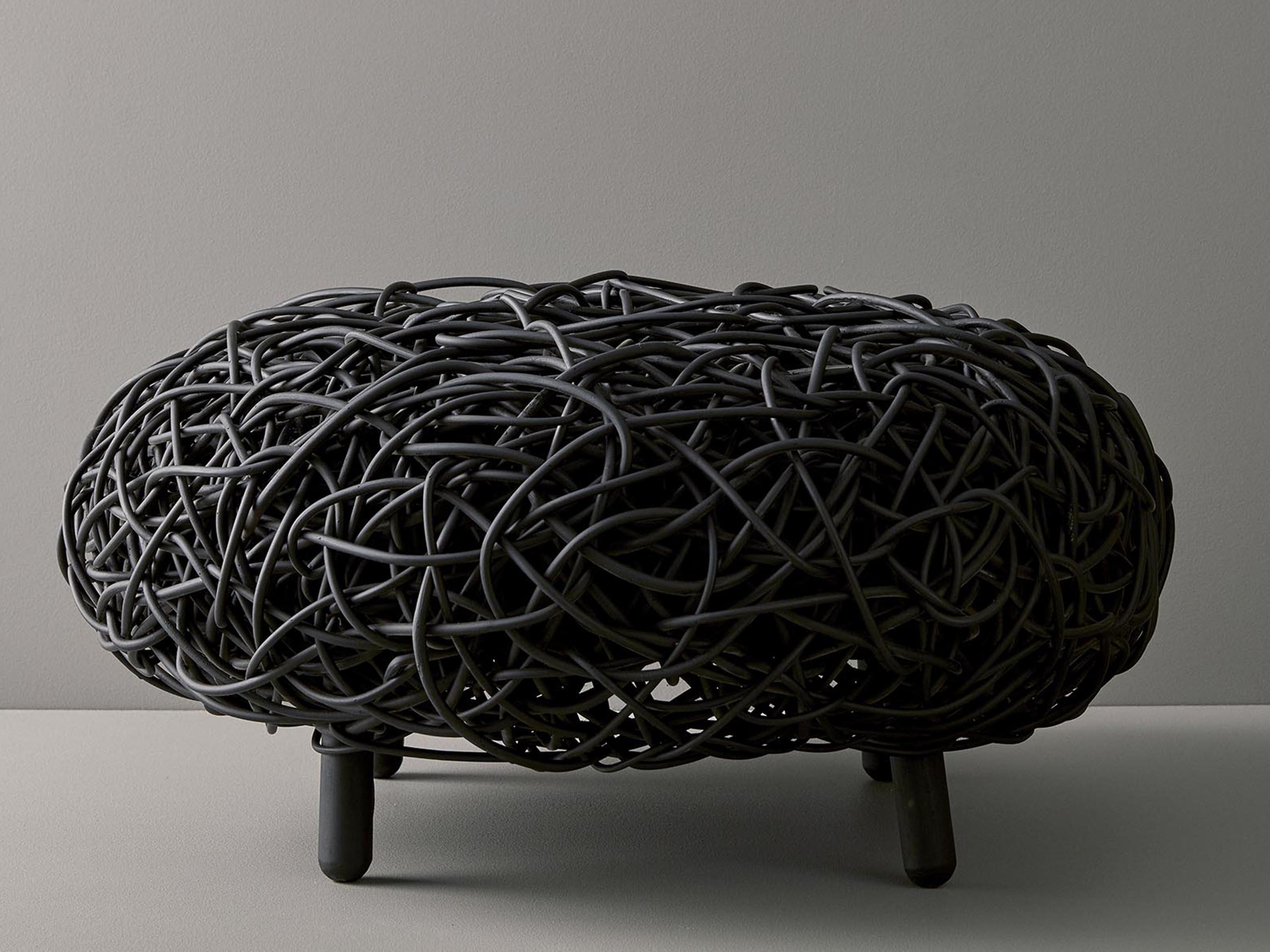 Cane Line Loop Black Ottoman