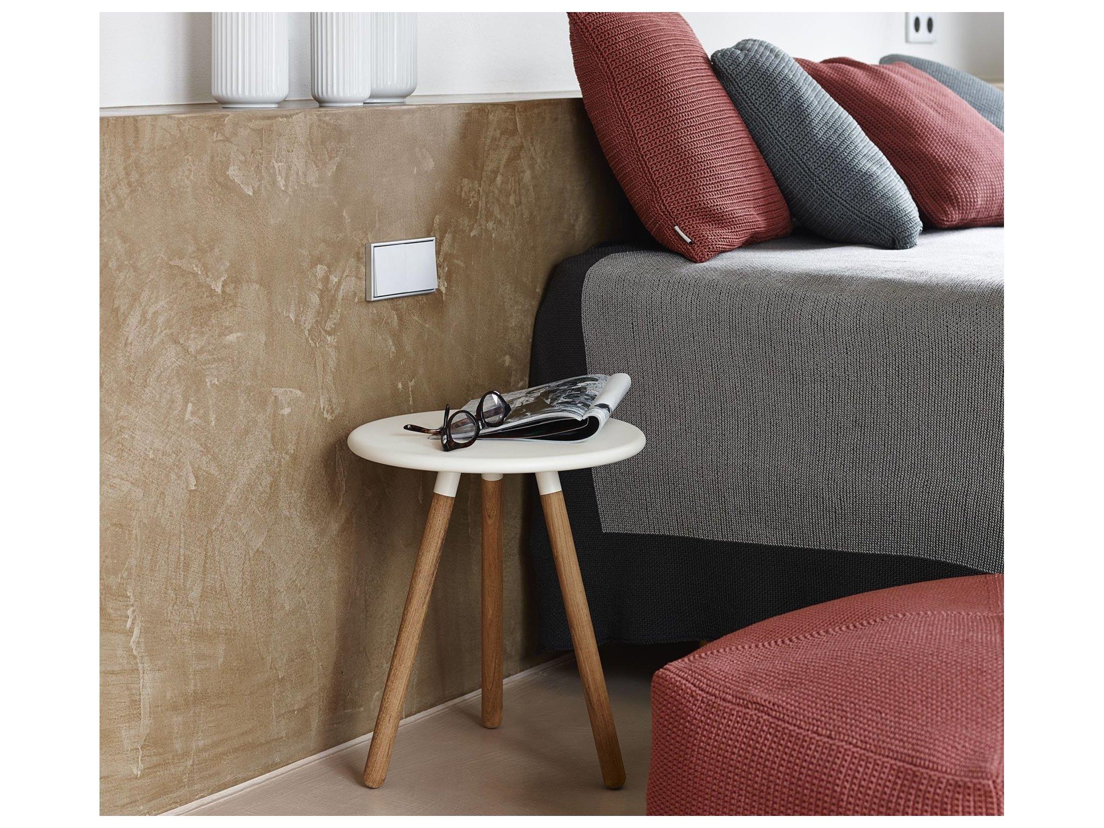 Cane Line Outdoor Area Aluminum Teak Round End Table/Stool