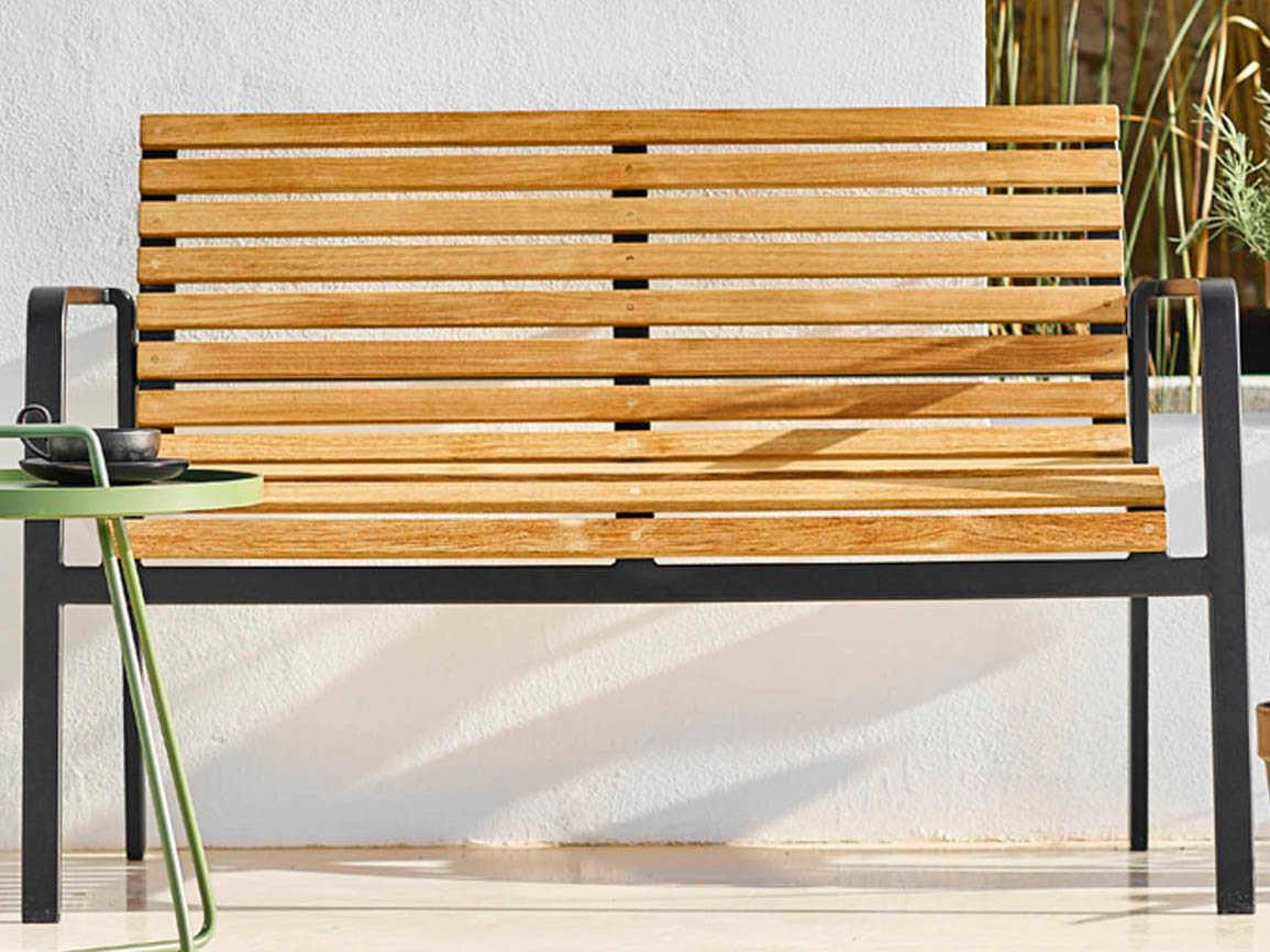 Cane Line Outdoor Parc Teak / Lava Grey Aluminum Bench