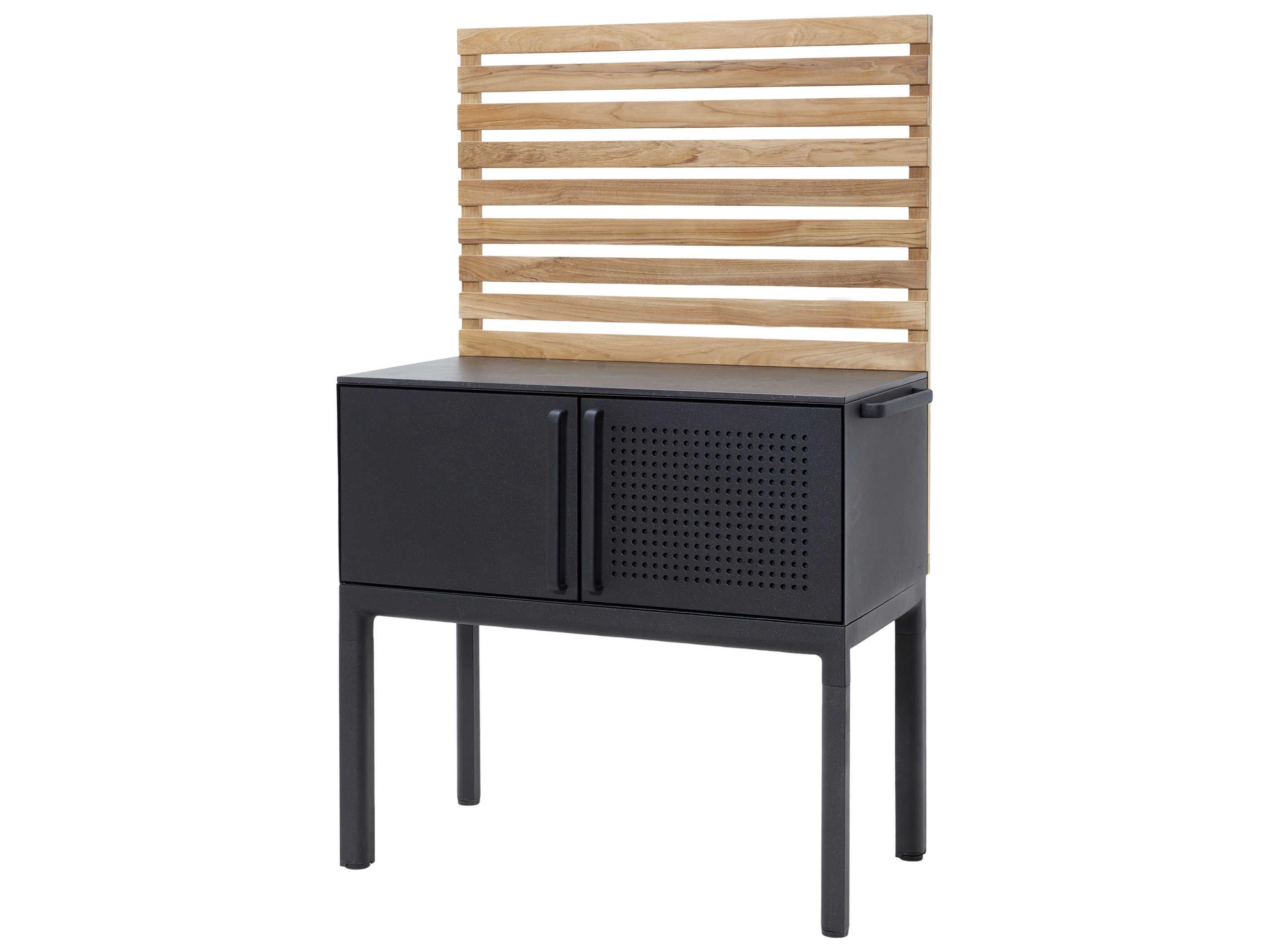 Cane Line Outdoor Drop Lava Grey Aluminum Rectangular Console Table