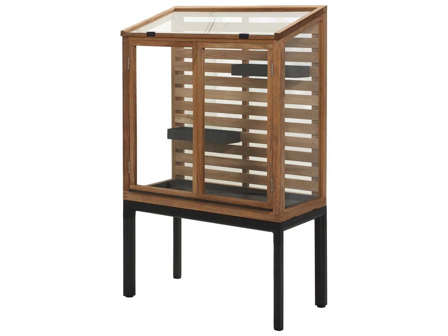 Cane Line Outdoor Drop Teak/Lava Grey Aluminum Greenhouse 2 Shelves