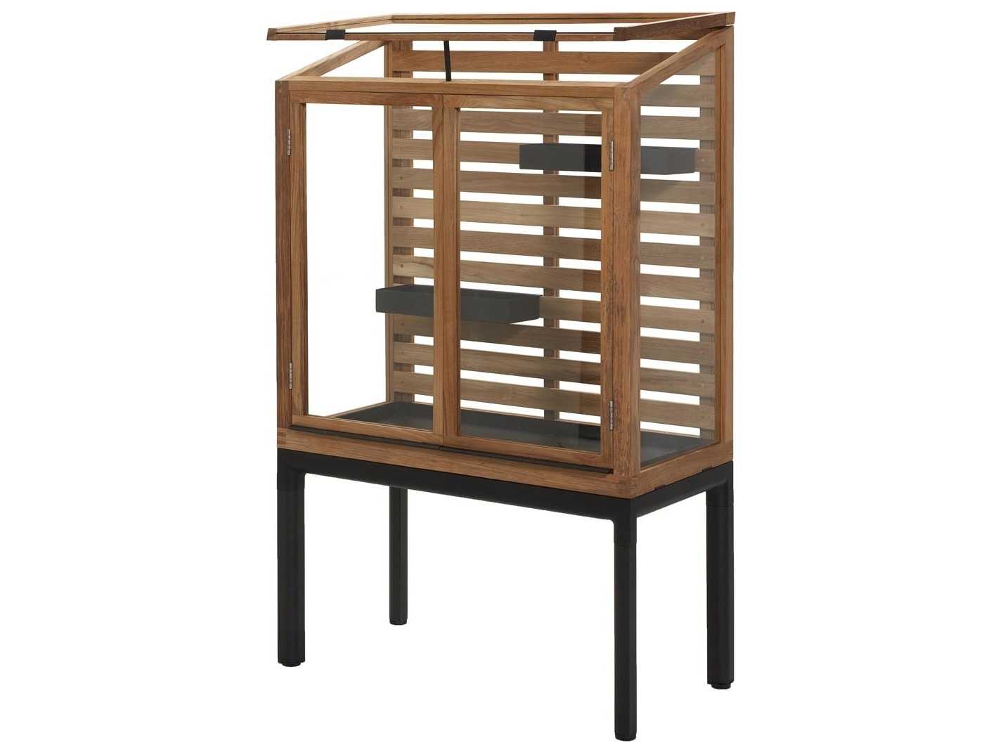 Cane Line Outdoor Drop Teak/Lava Grey Aluminum Greenhouse 2 Shelves