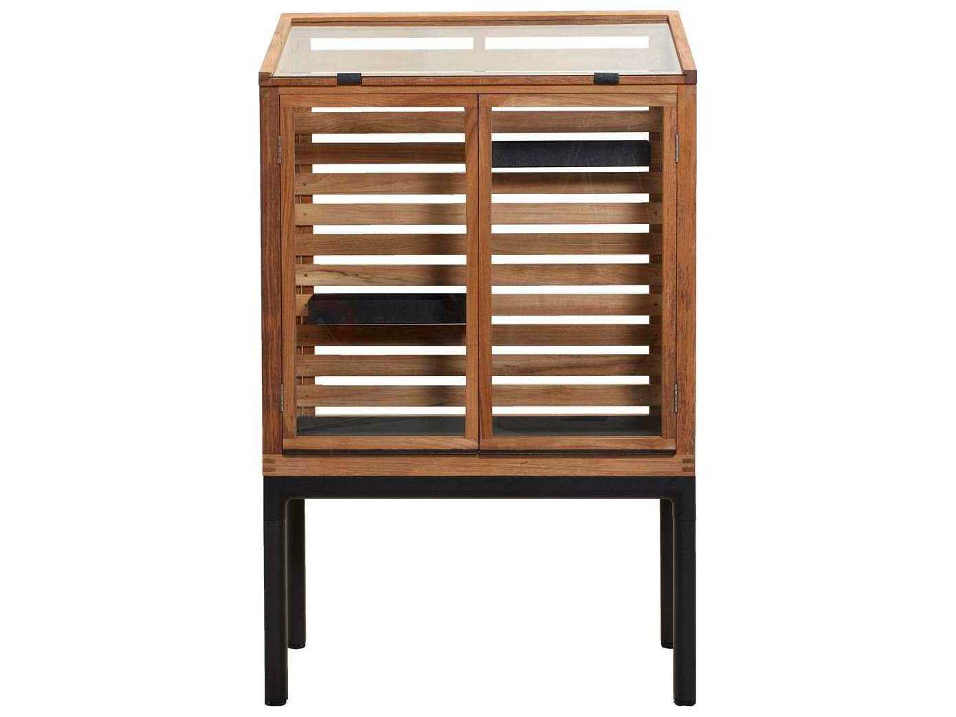 Cane Line Outdoor Drop Teak/Lava Grey Aluminum Greenhouse 2 Shelves