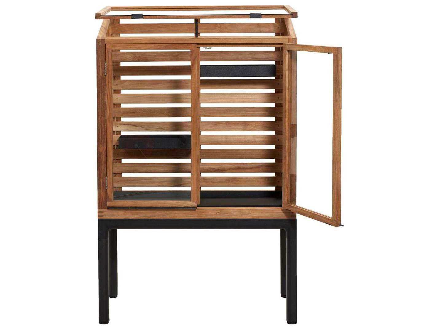 Cane Line Outdoor Drop Teak/Lava Grey Aluminum Greenhouse 2 Shelves