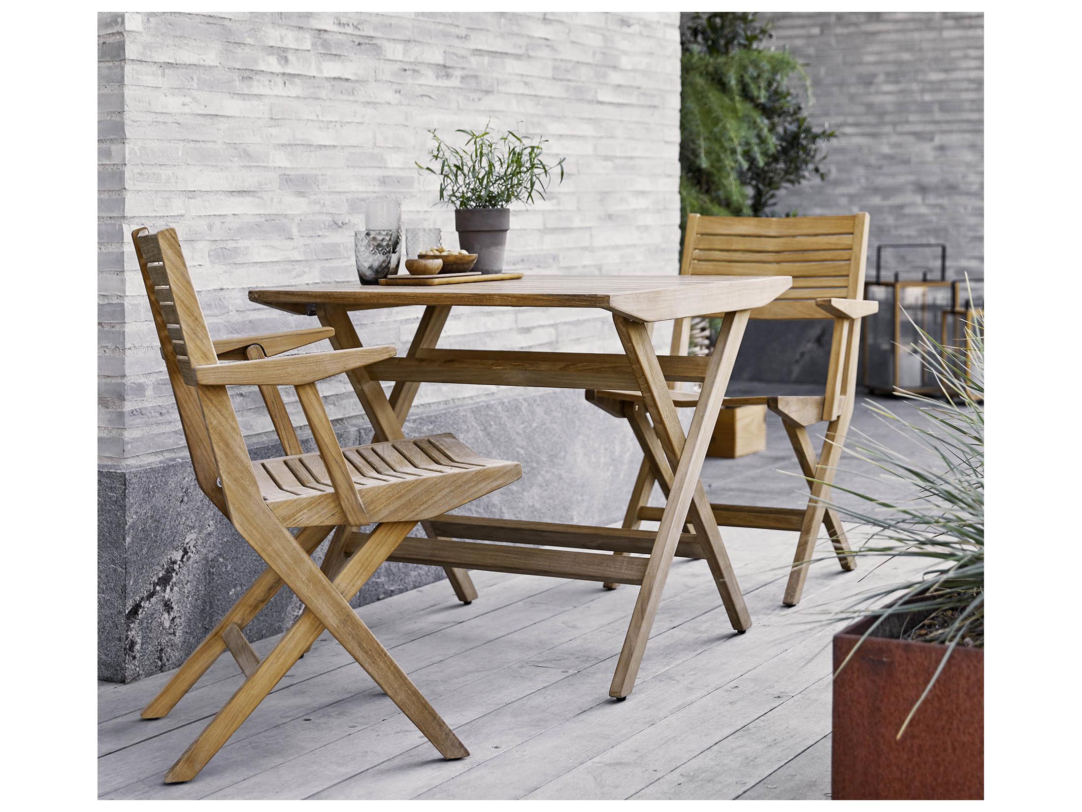 Cane Line Outdoor Flip Teak Small Square Folding Table