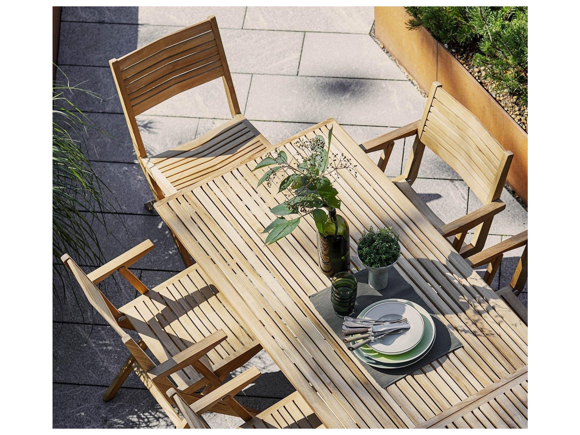 Cane Line Outdoor Flip Teak Large Rectangular Folding Table