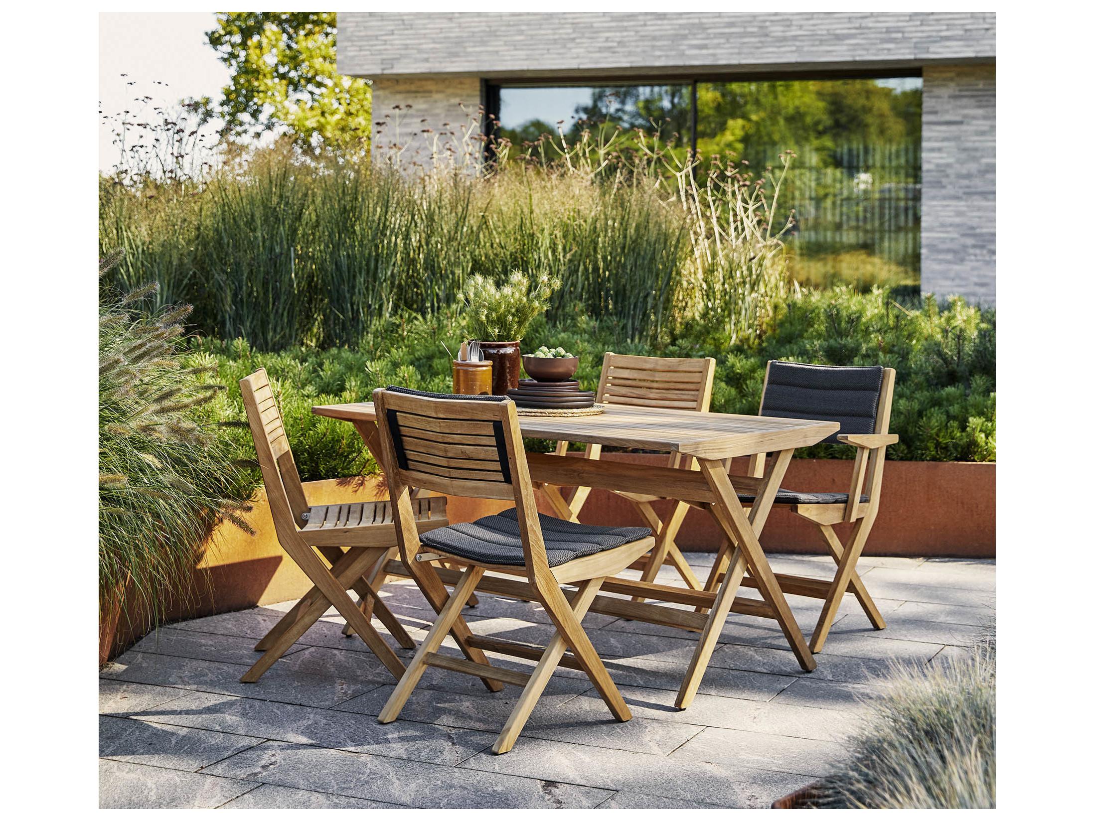 Cane Line Outdoor Flip Teak Large Rectangular Folding Table