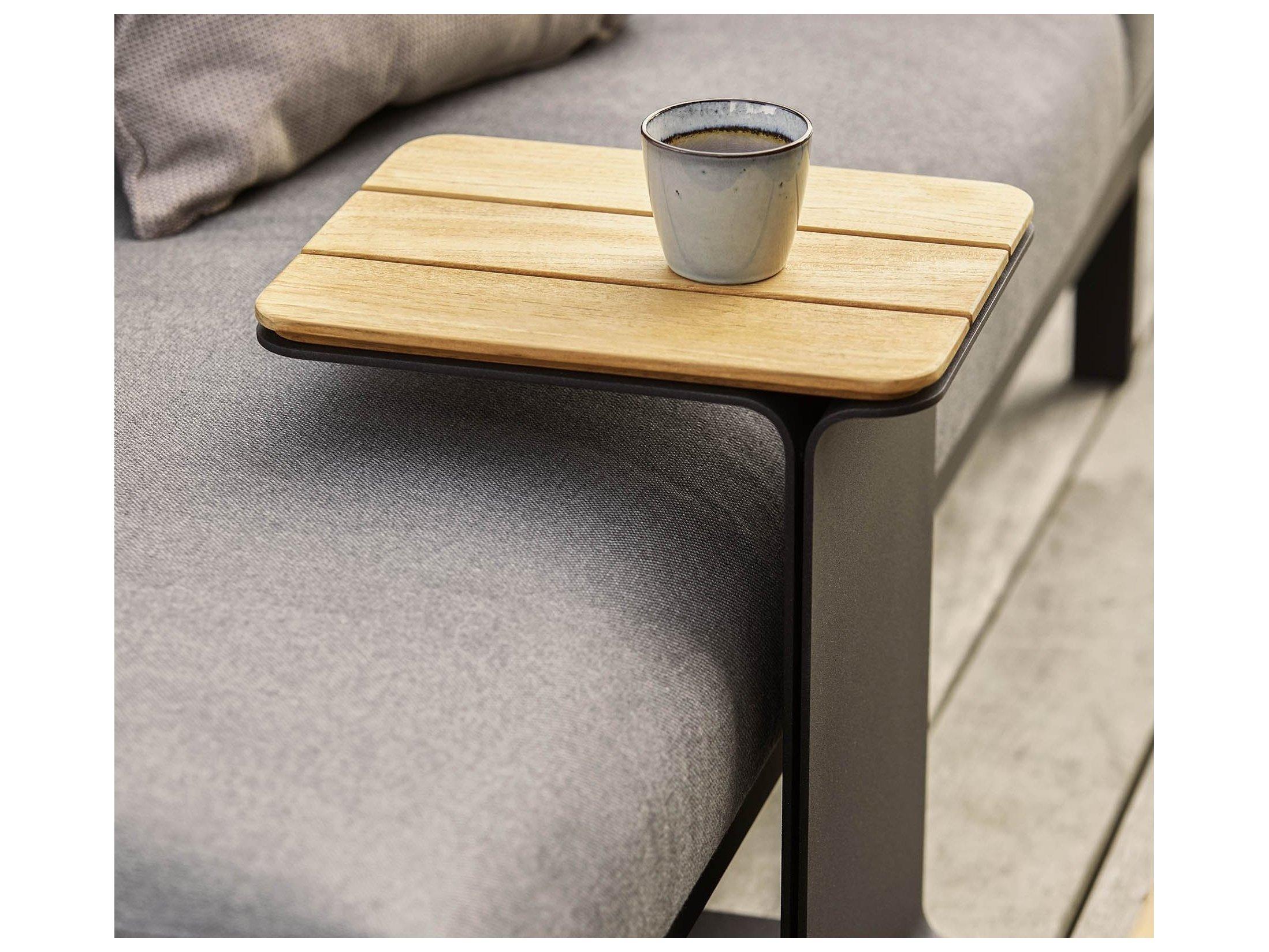 Cane Line Outdoor Mega Teak / Lava Grey Aluminum Rectangular End Table