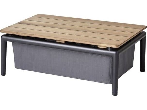 Cane Line Outdoor Conic Aluminum Teak Rectangular Box End Table