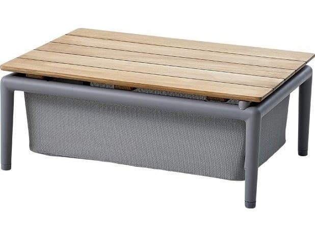 Cane Line Outdoor Conic Aluminum Teak Rectangular Box End Table