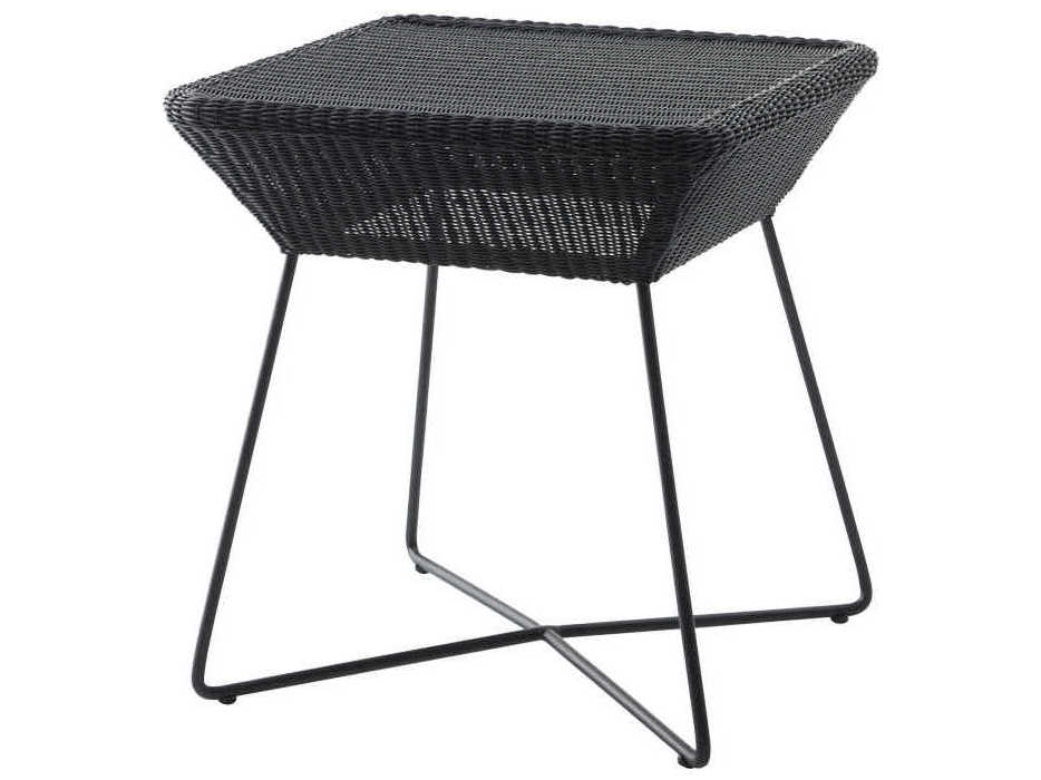 Cane Line Outdoor Breeze Black Aluminum Wicker Square End Table