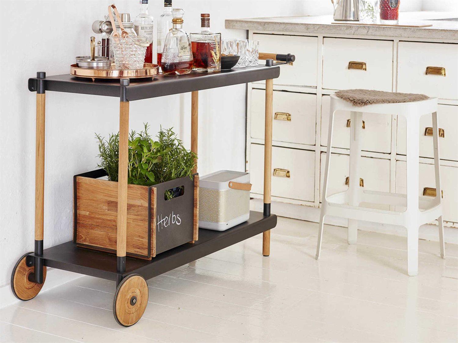Cane Line Outdoor Teak/Aluminum Lava Grey Serving Cart